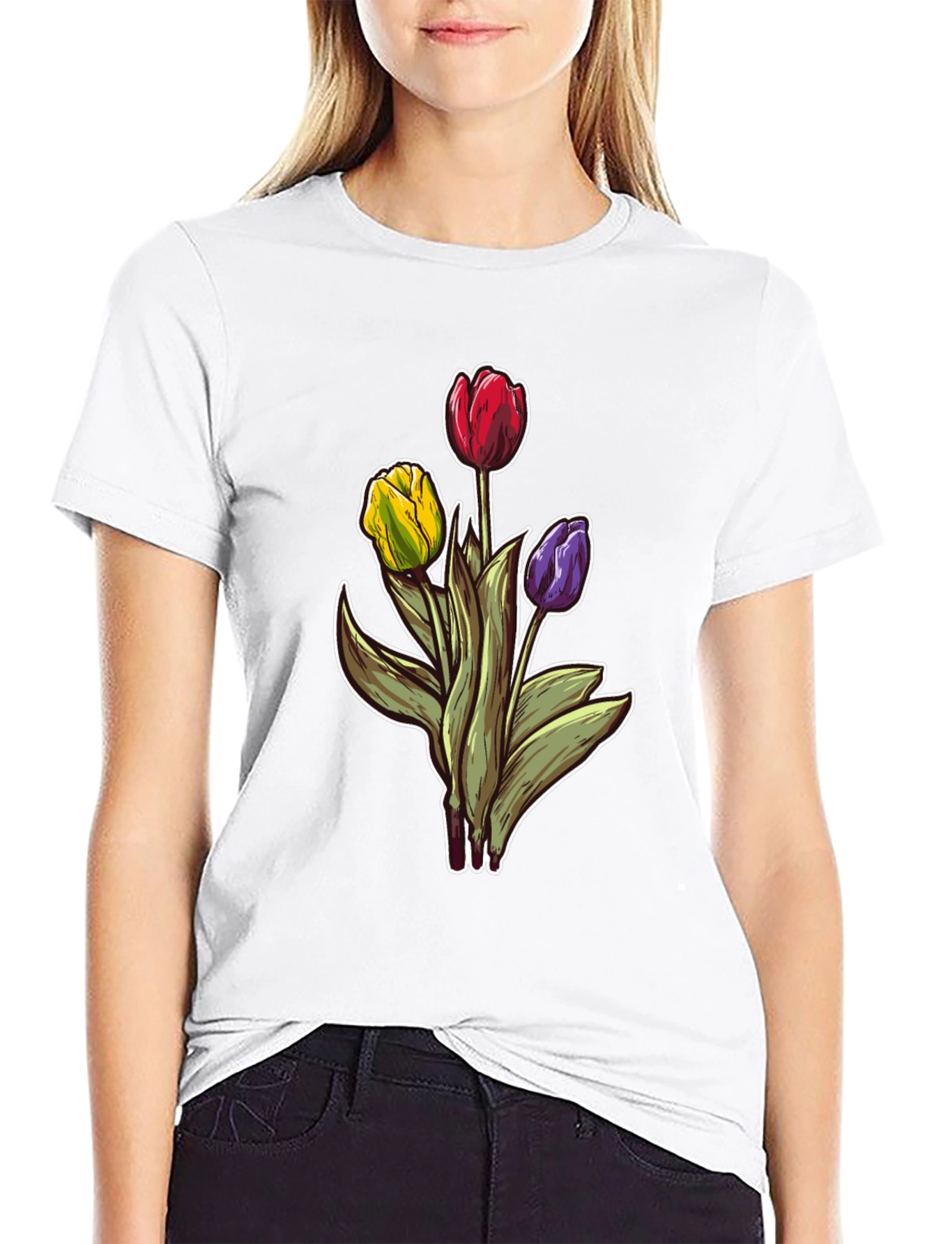 Floral Tulip Bouquet T-Shirt - Trendy Graphic Tee