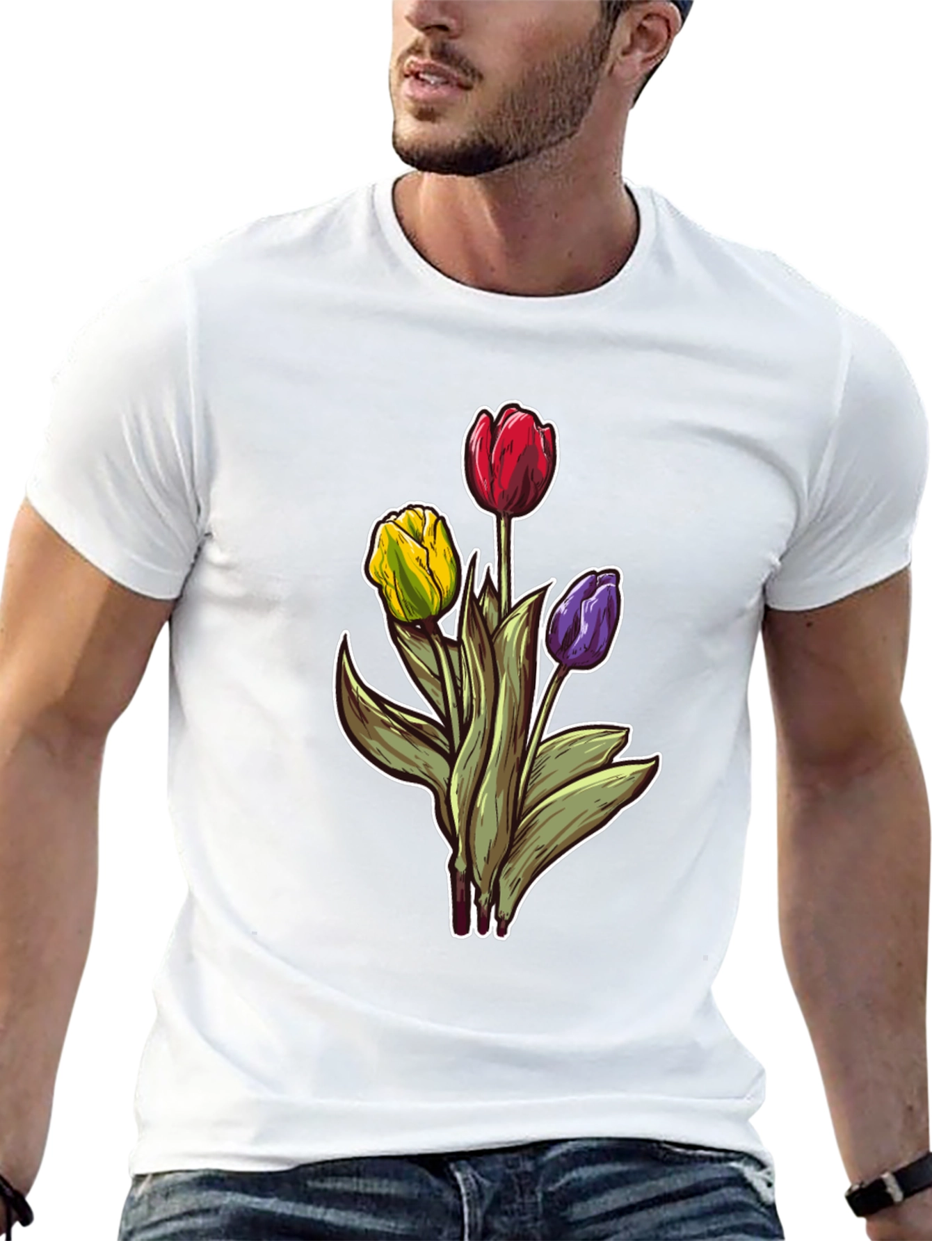 Floral Tulip Bouquet T-Shirt - Trendy Graphic Tee