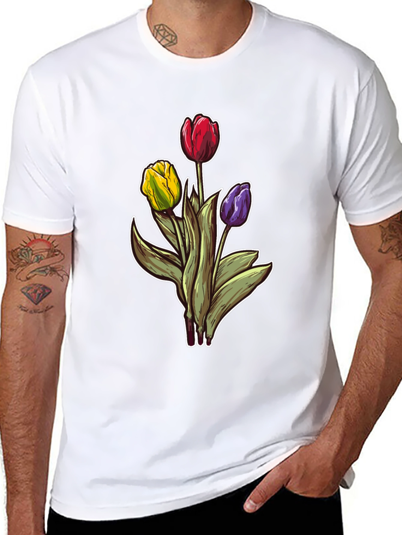 Floral Tulip Bouquet T-Shirt - Trendy Graphic Tee