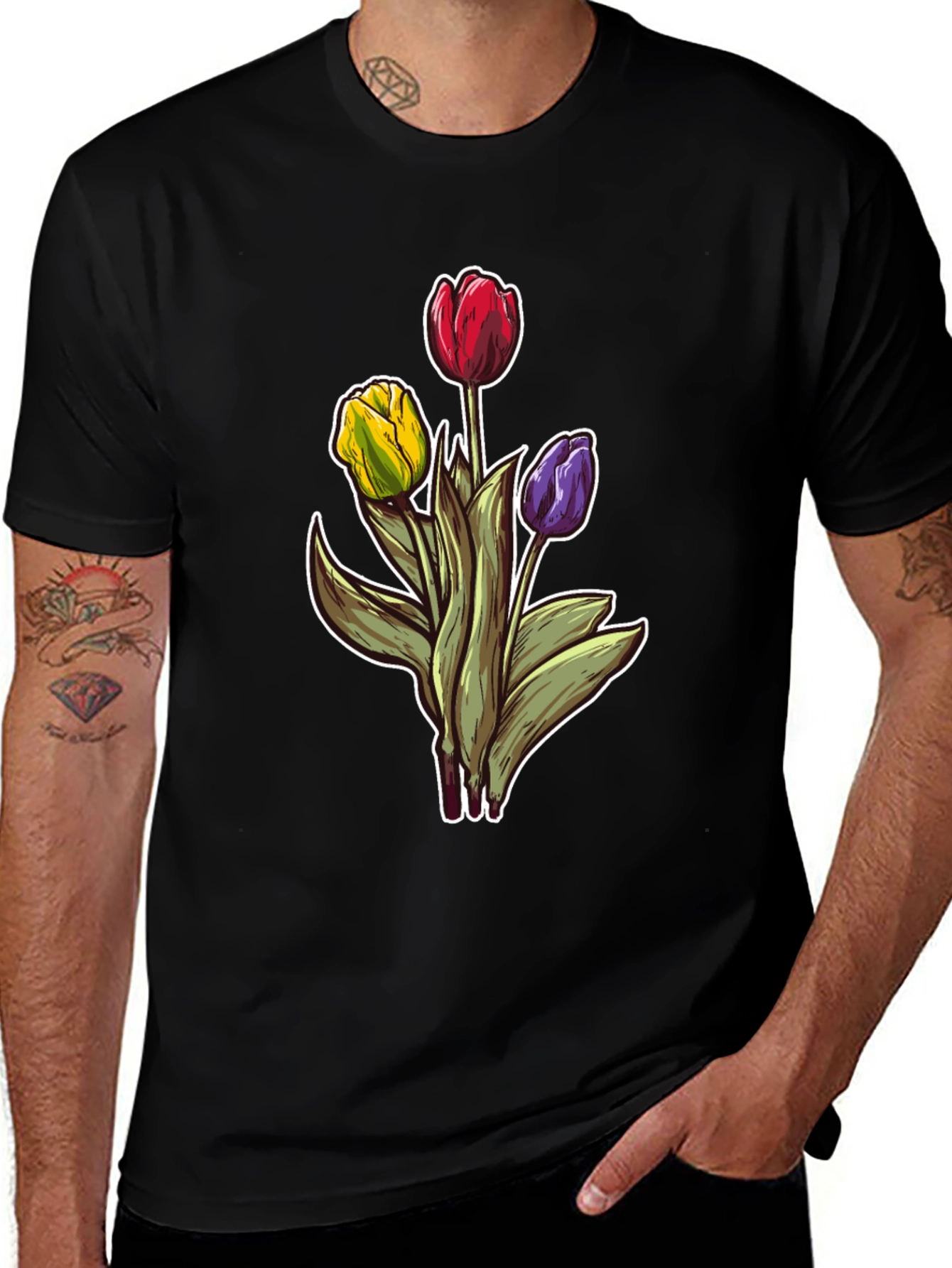 Floral Tulip Bouquet T-Shirt - Trendy Graphic Tee