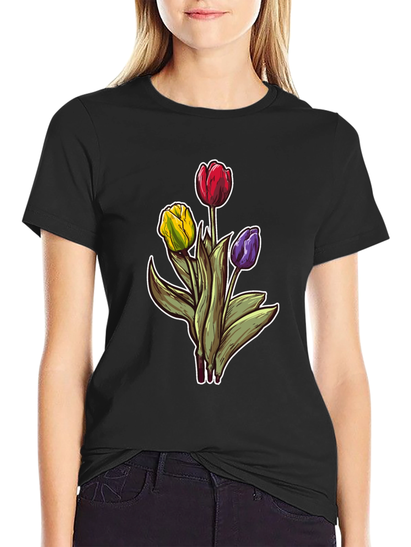 Floral Tulip Bouquet T-Shirt - Trendy Graphic Tee