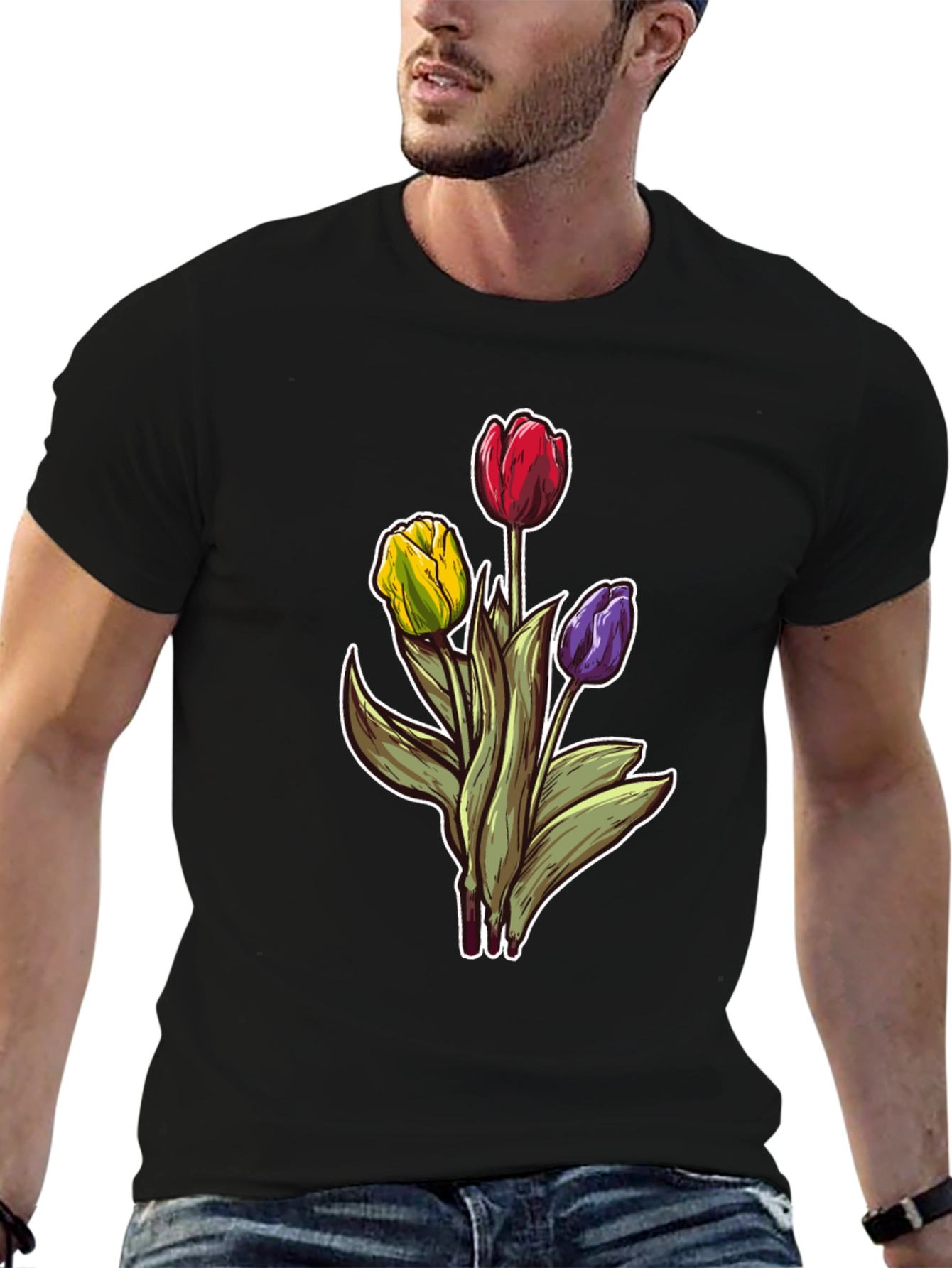 Floral Tulip Bouquet T-Shirt - Trendy Graphic Tee