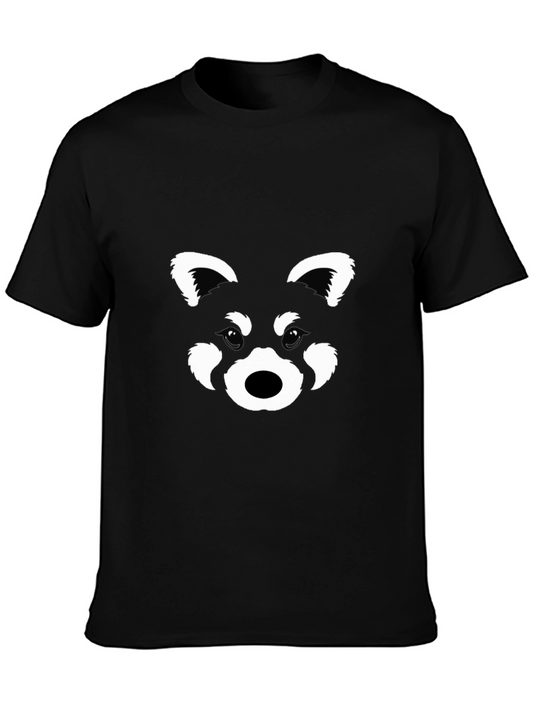 Red Panda Face Graphic Black T-Shirt
