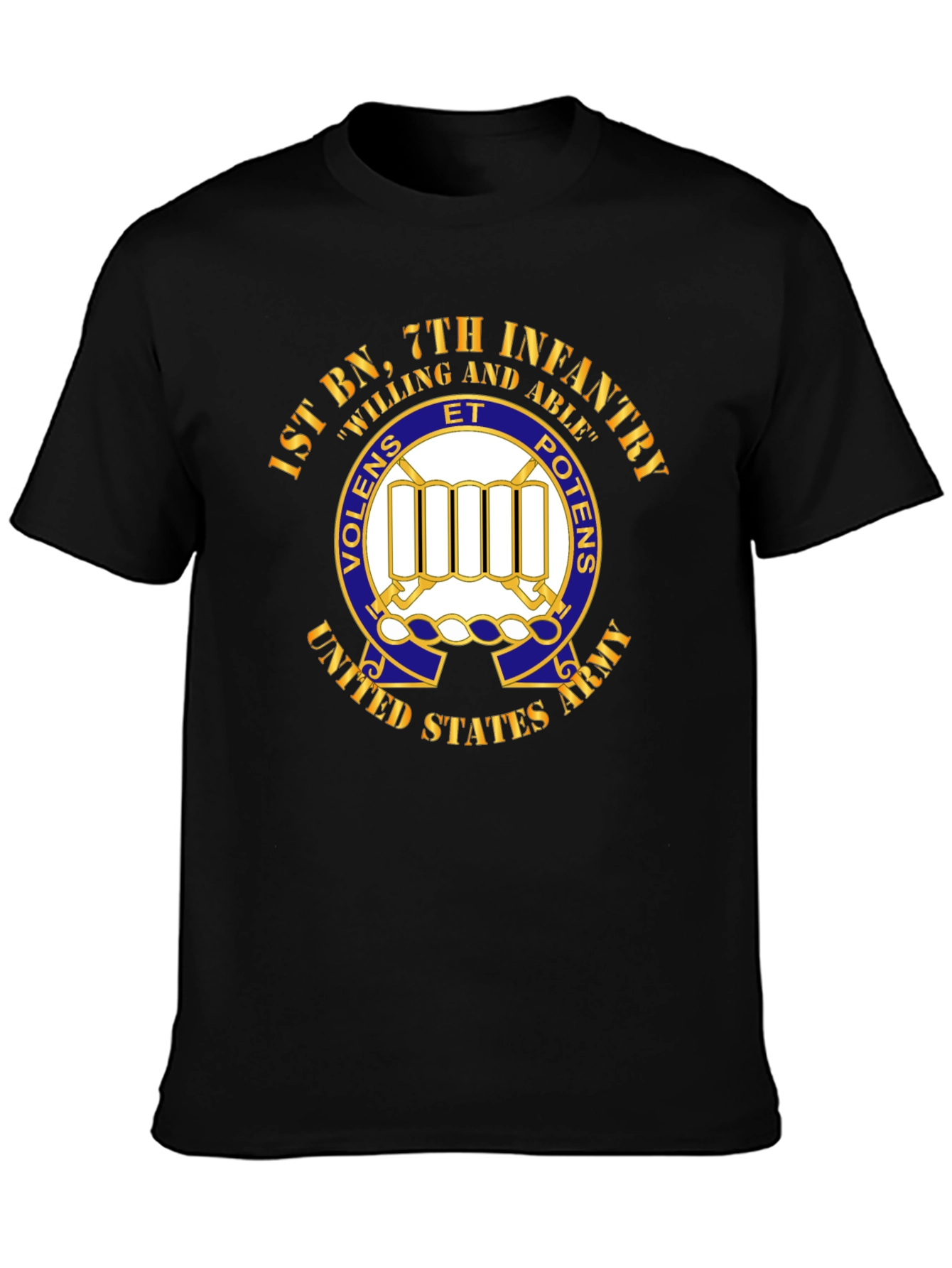 1st BN 7th Infantry Willing and Able T-Shirt