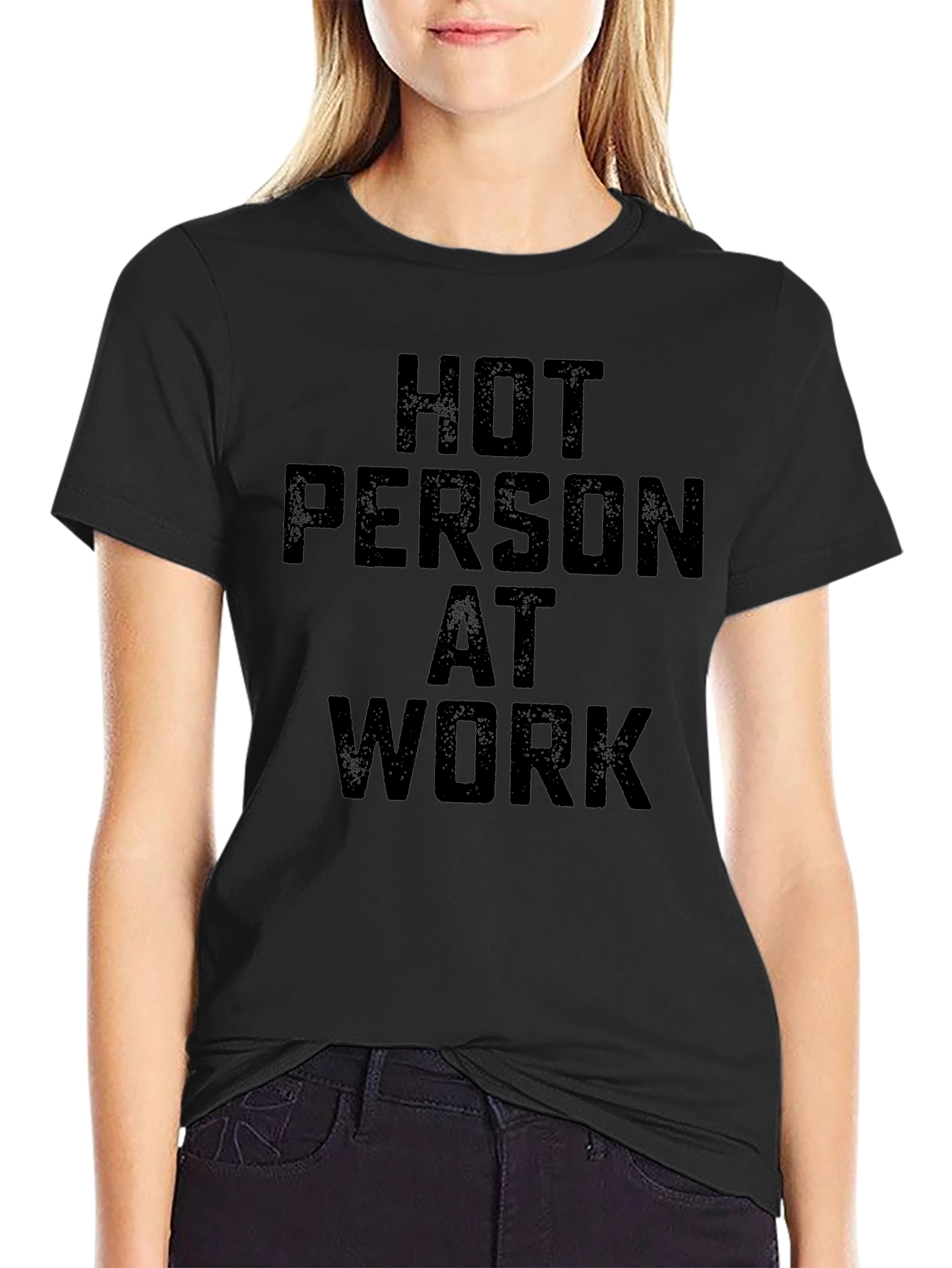 Hot Person at Work Black T-Shirt