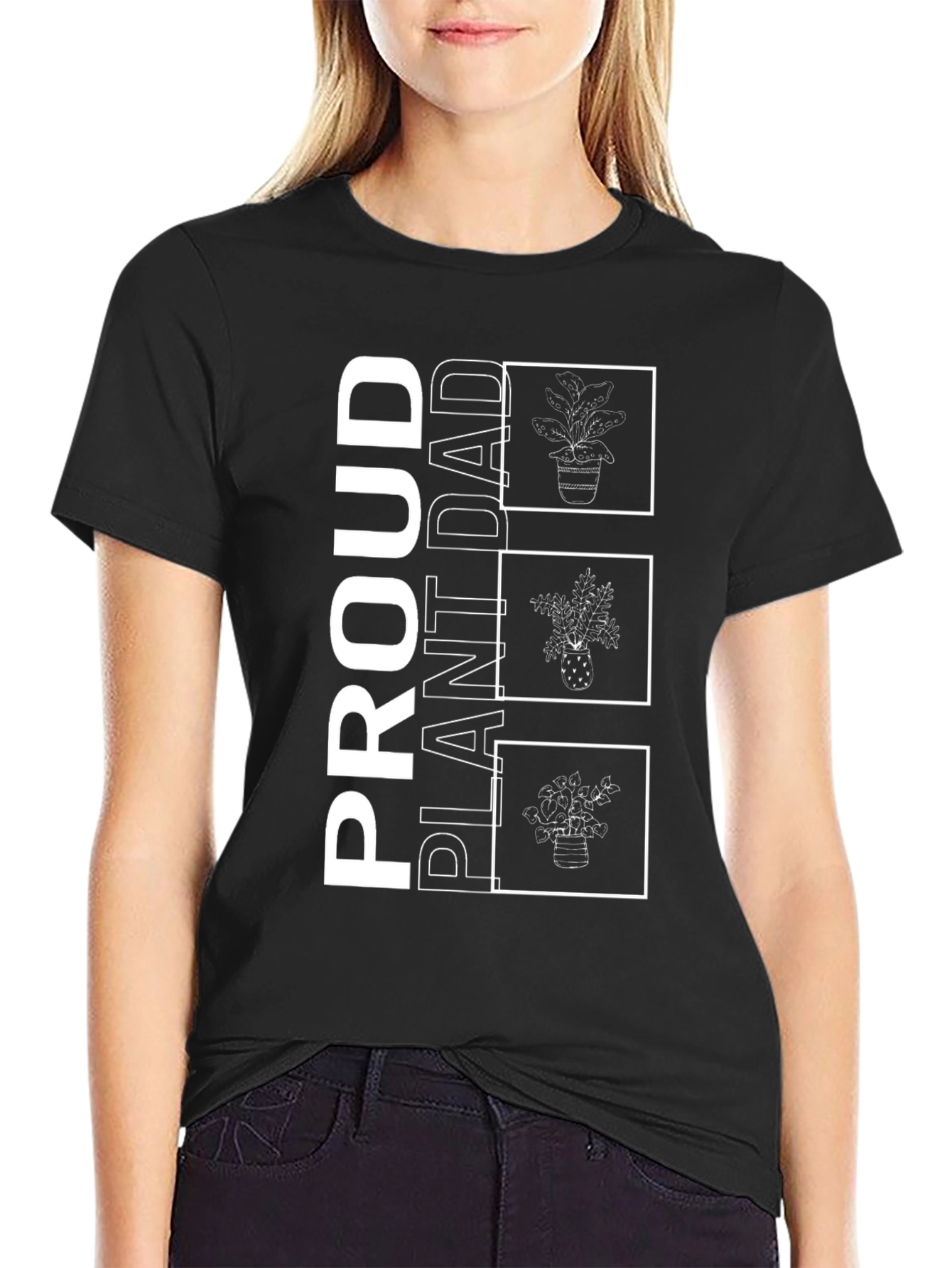 Proud Plant Dad Black Graphic T-Shirt