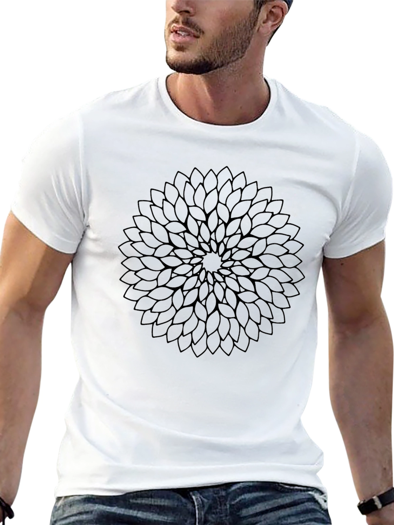 Black Floral Mandala Graphic T-Shirt