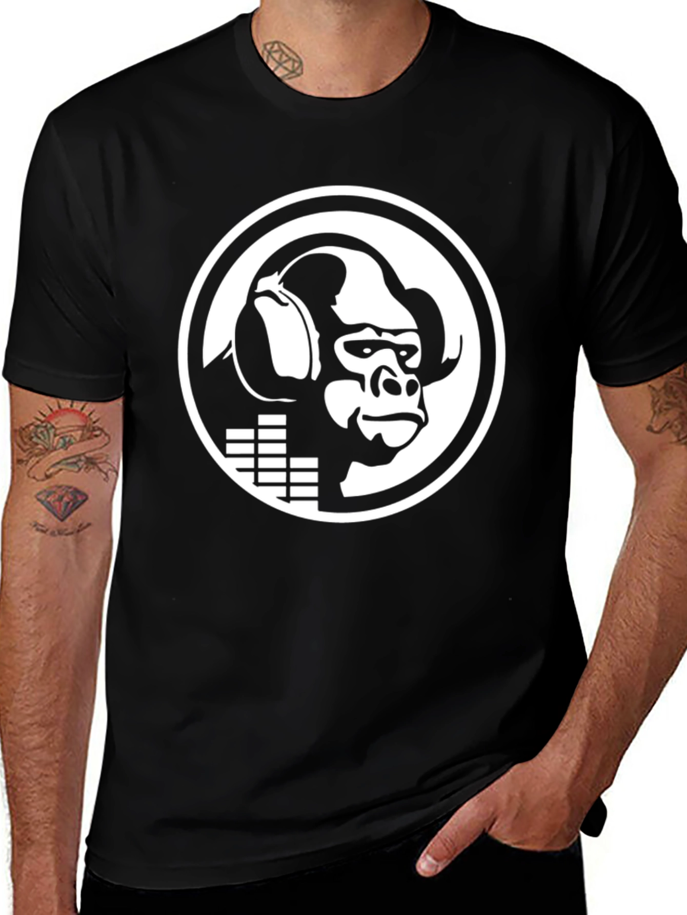 DJ Gorilla Black Graphic Tee