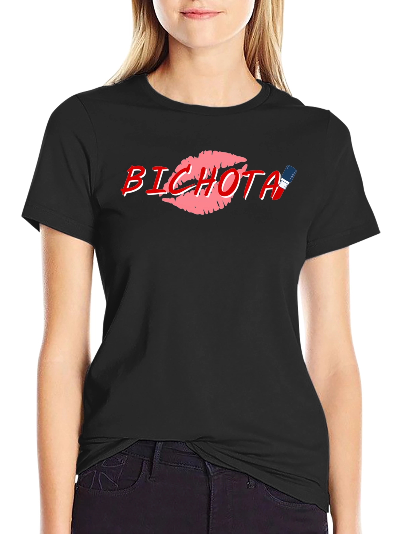 Bichota Lips Graphic Black T-Shirt