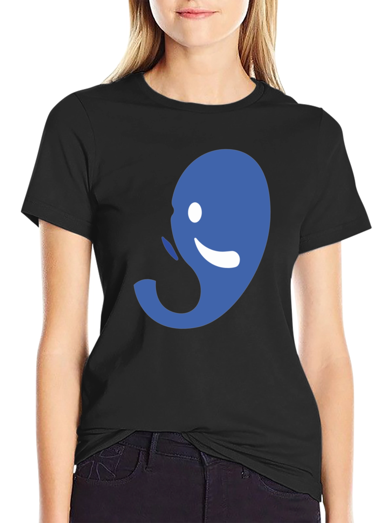 Abstract Blue Graphic Print Mens Black Tee