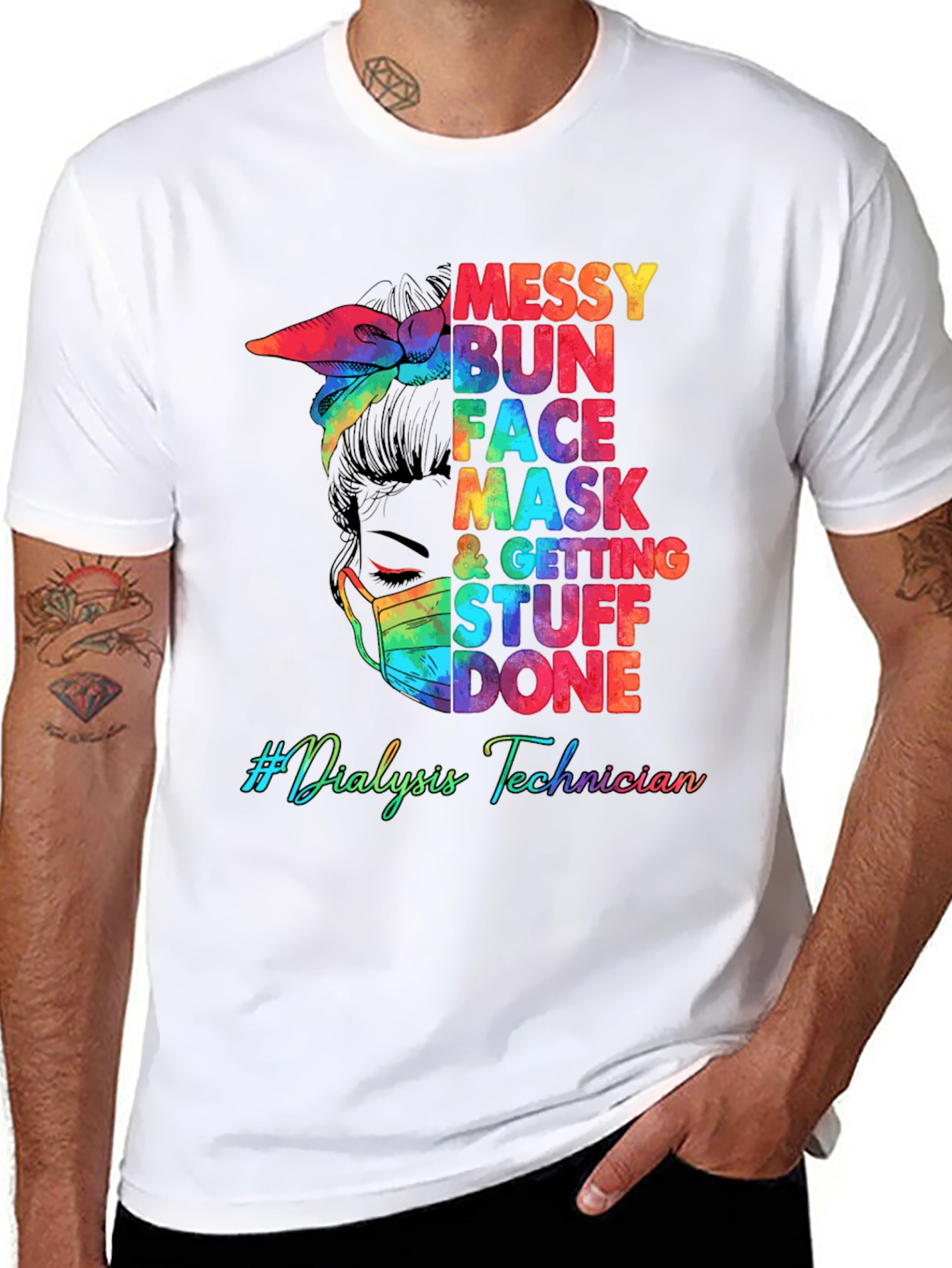 Messy Bun Dialysis Technician T-Shirt