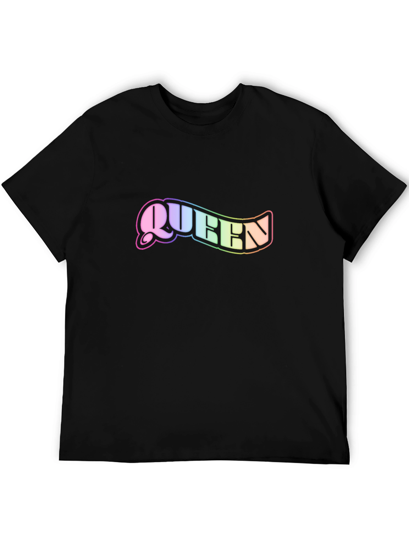 Queen Rainbow Text Black T-Shirt