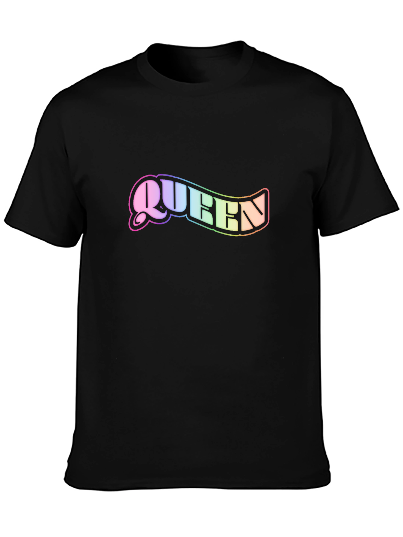 Queen Rainbow Text Black T-Shirt