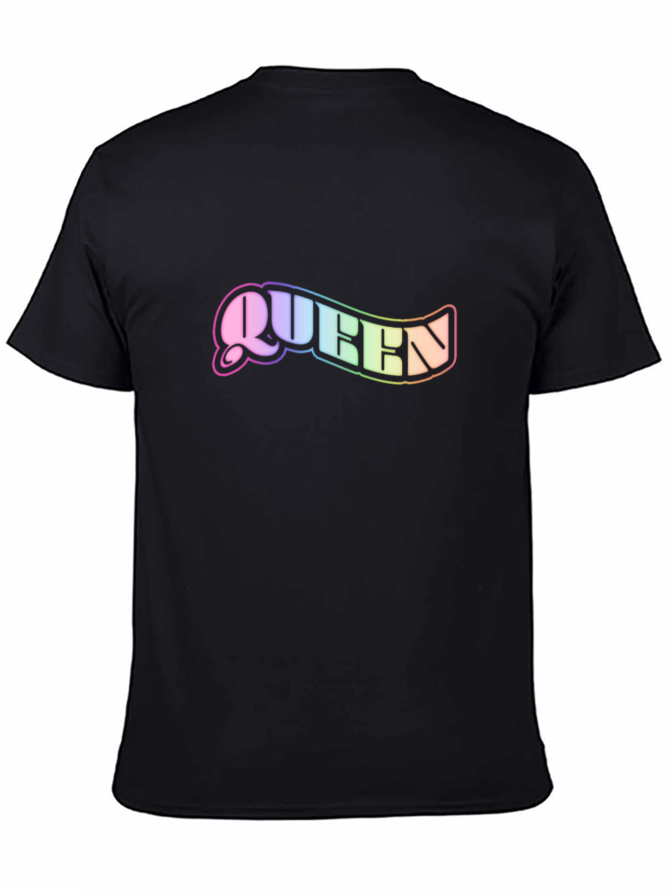 Queen Rainbow Text Black T-Shirt