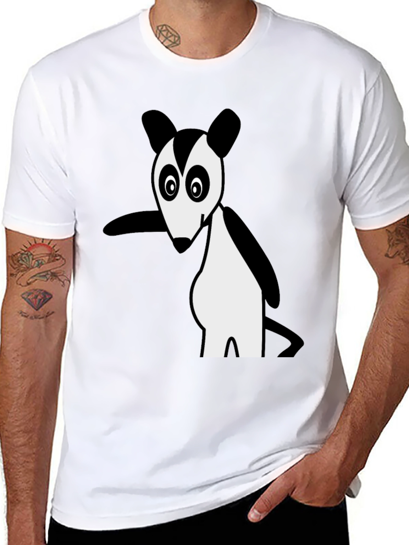 Cartoon Opossum Black T-Shirt