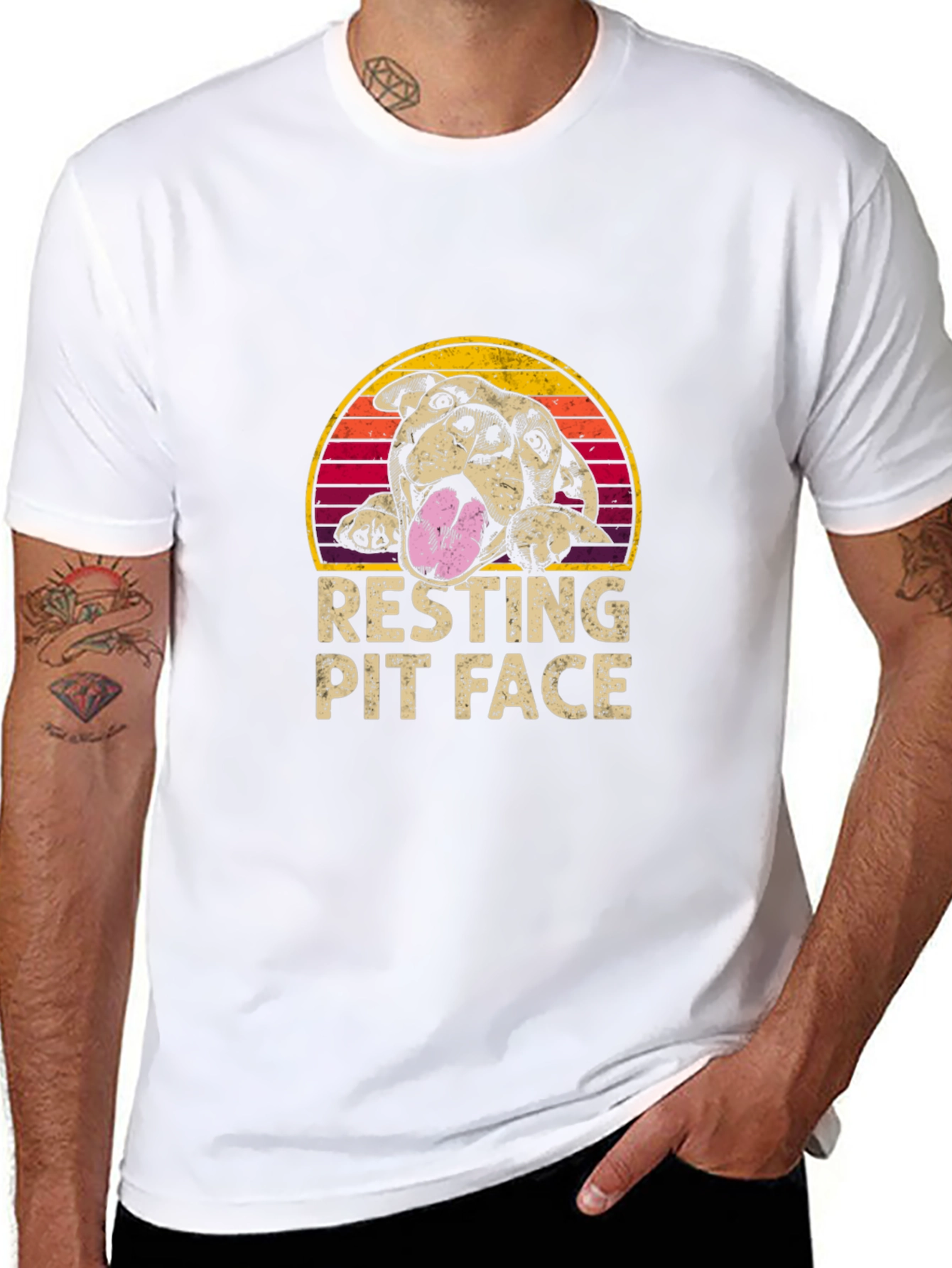 Resting Pit Face T-Shirt - Dog Lover Tee