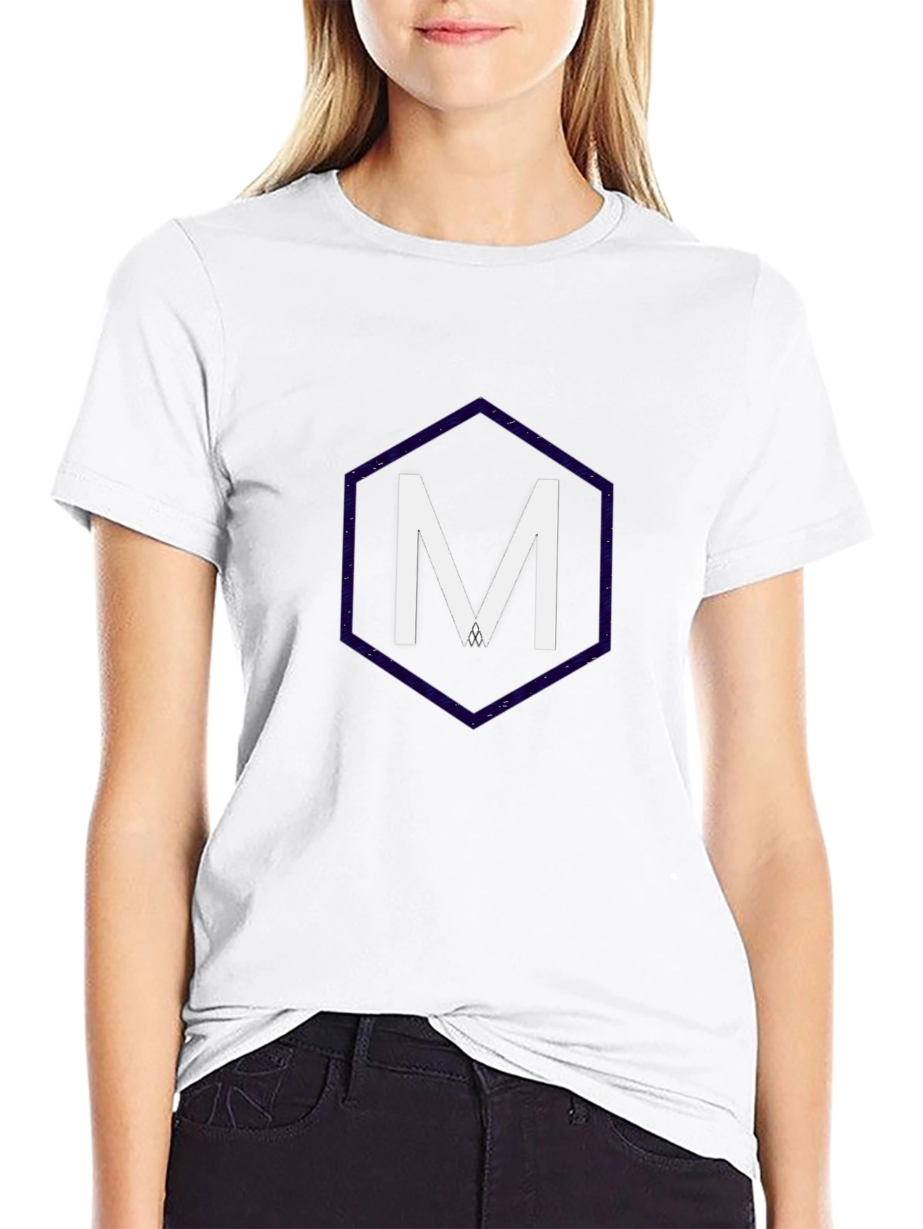 Modern Geometric M Graphic Tee - Stylish Black T-Shirt