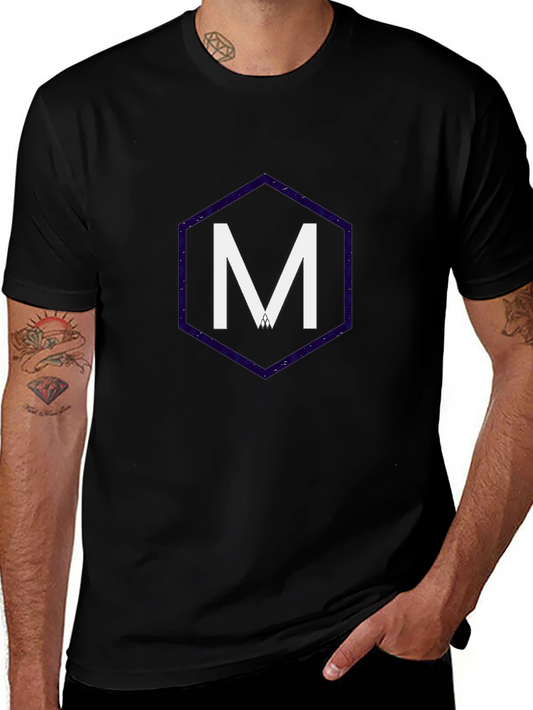 Modern Geometric M Graphic Tee - Stylish Black T-Shirt