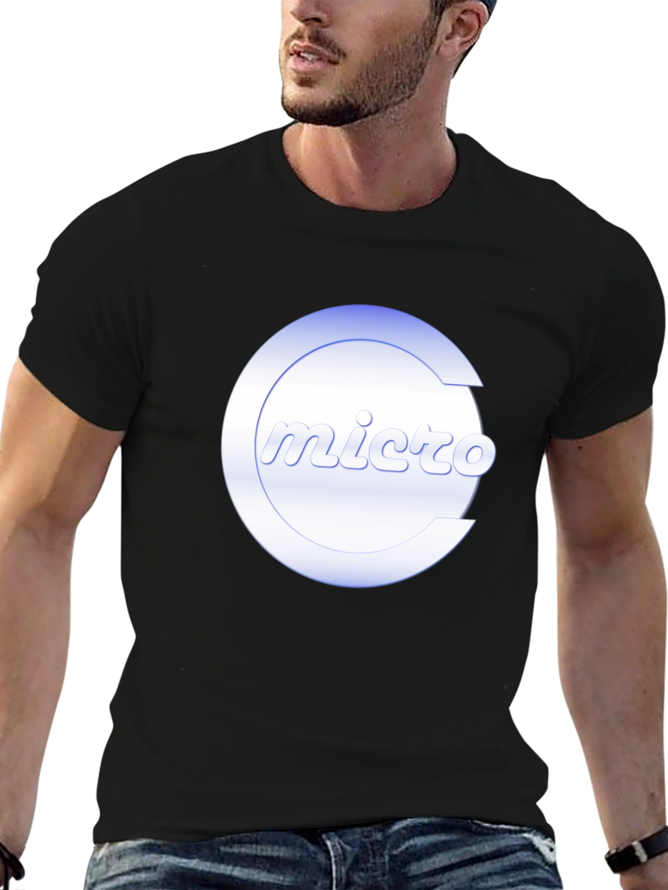 Micro Logo Black T-Shirt - Modern Graphic Tee