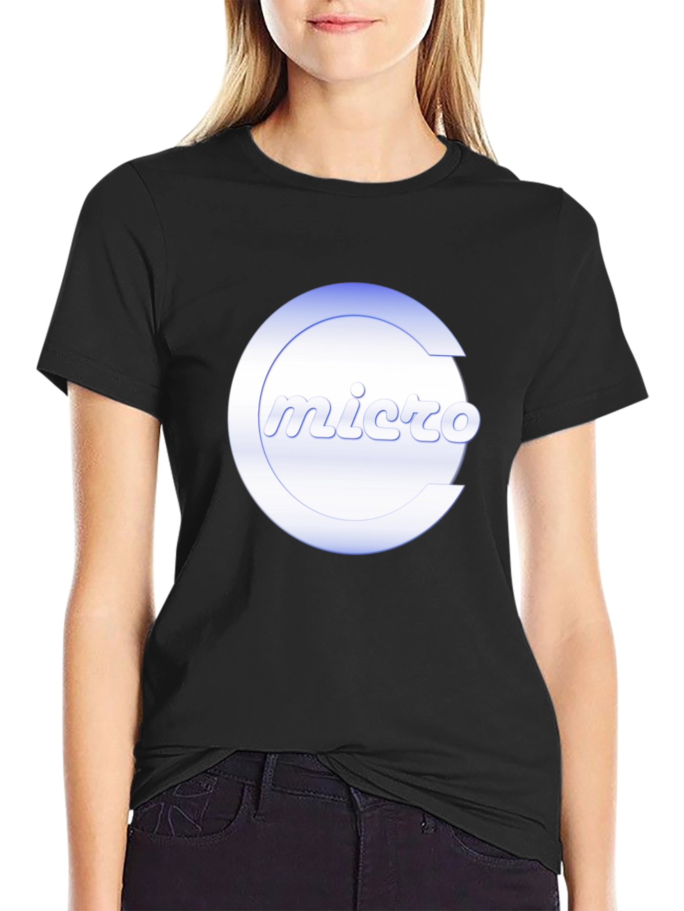 Micro Logo Black T-Shirt - Modern Graphic Tee