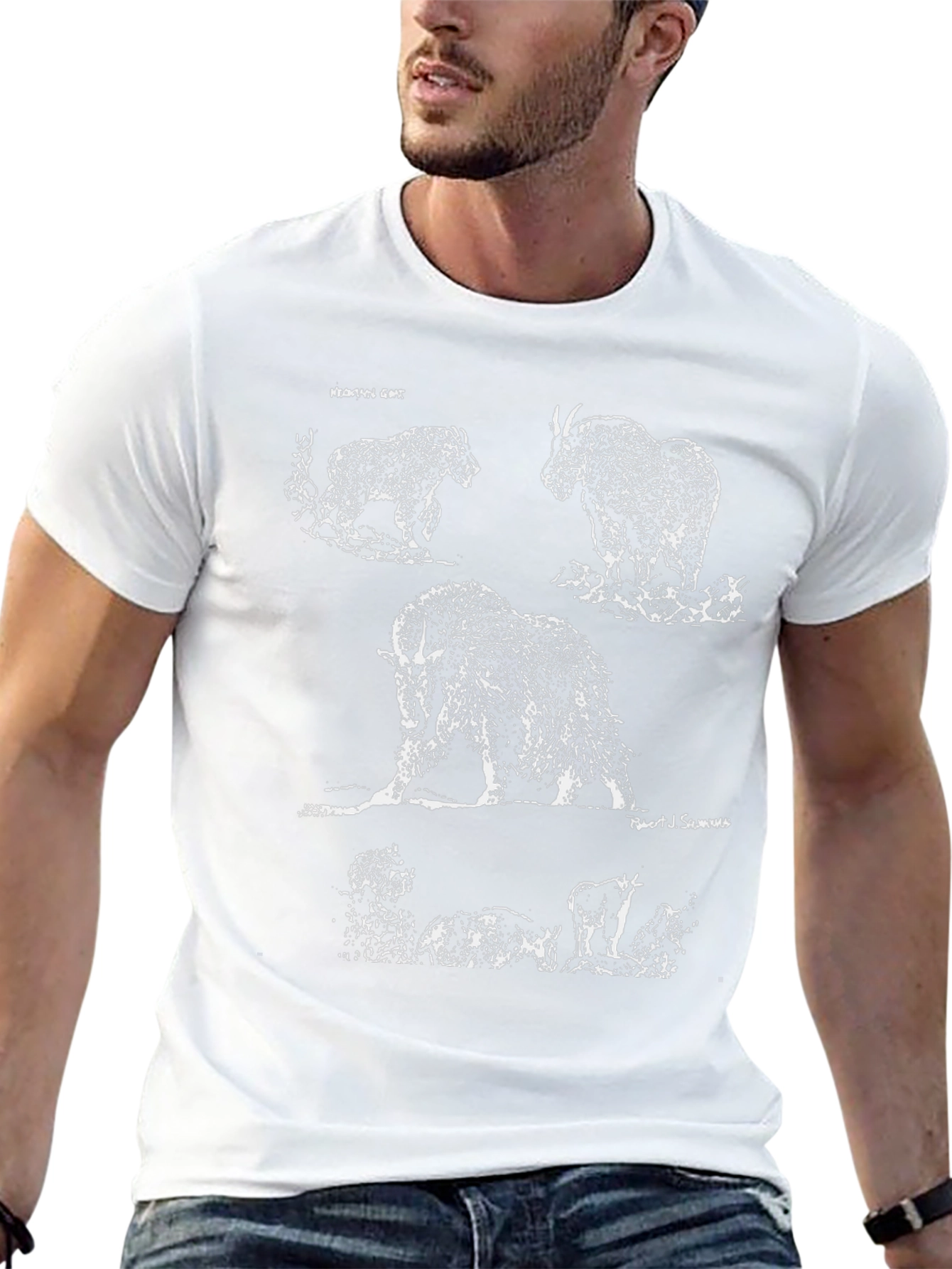 Mountain Goat Graphic Tee - Black Cotton Casual T-Shirt