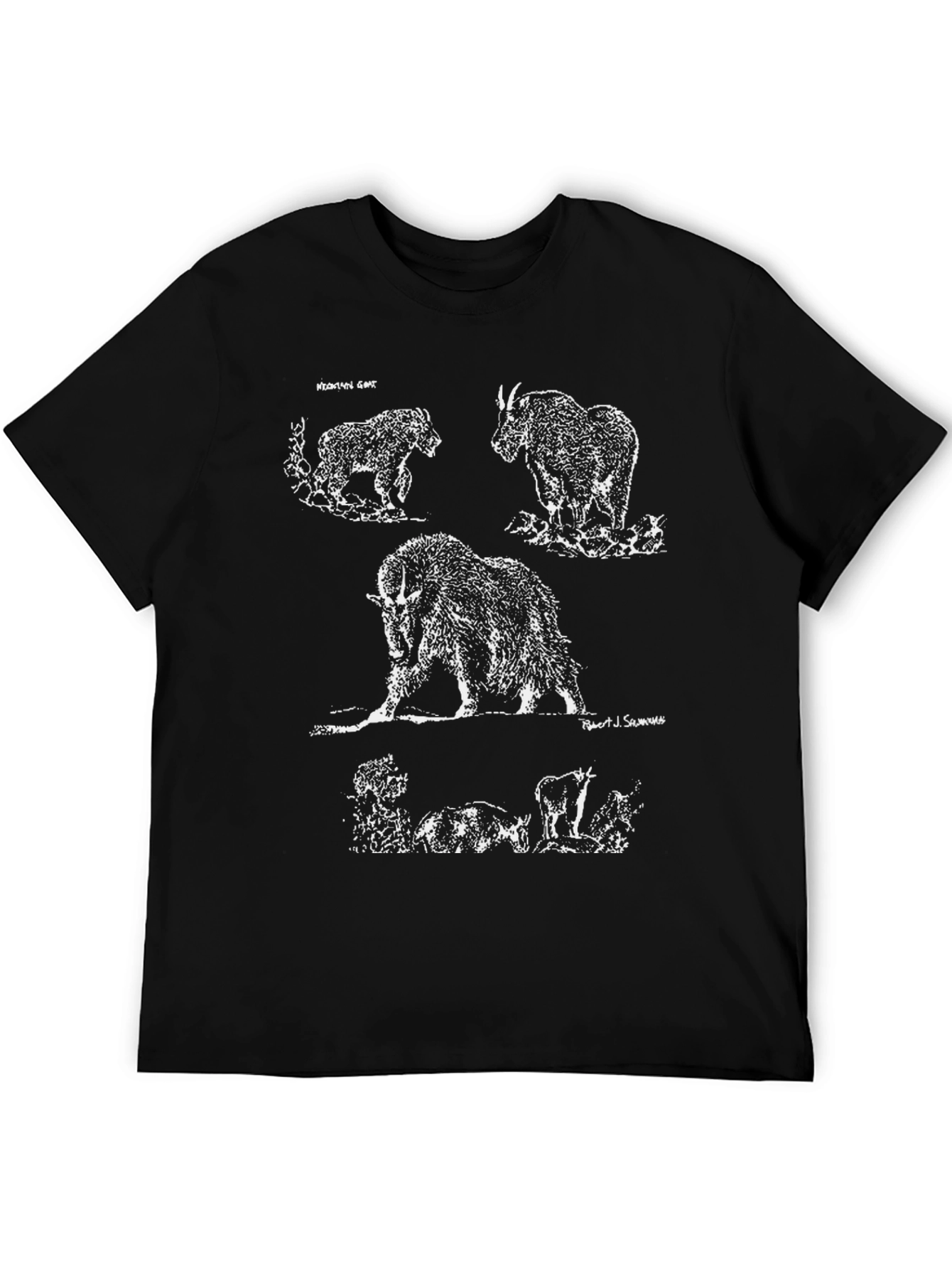Mountain Goat Graphic Tee - Black Cotton Casual T-Shirt