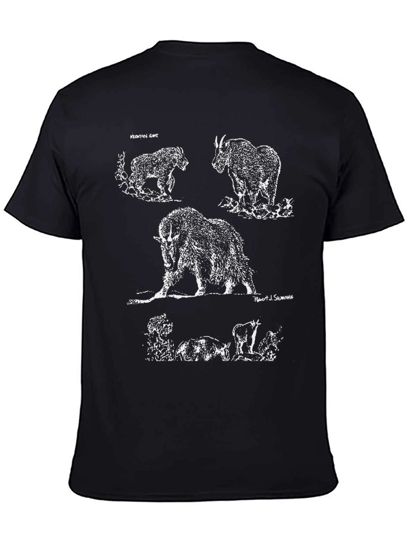 Mountain Goat Graphic Tee - Black Cotton Casual T-Shirt