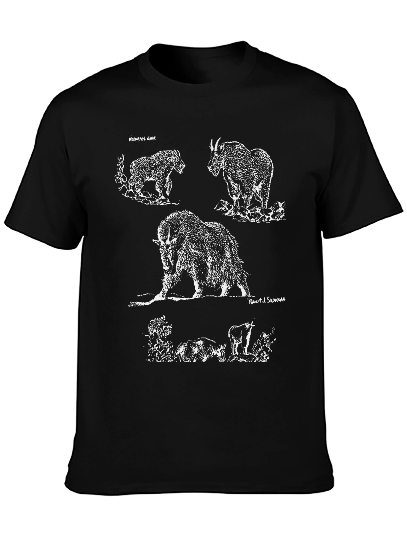 Mountain Goat Graphic Tee - Black Cotton Casual T-Shirt