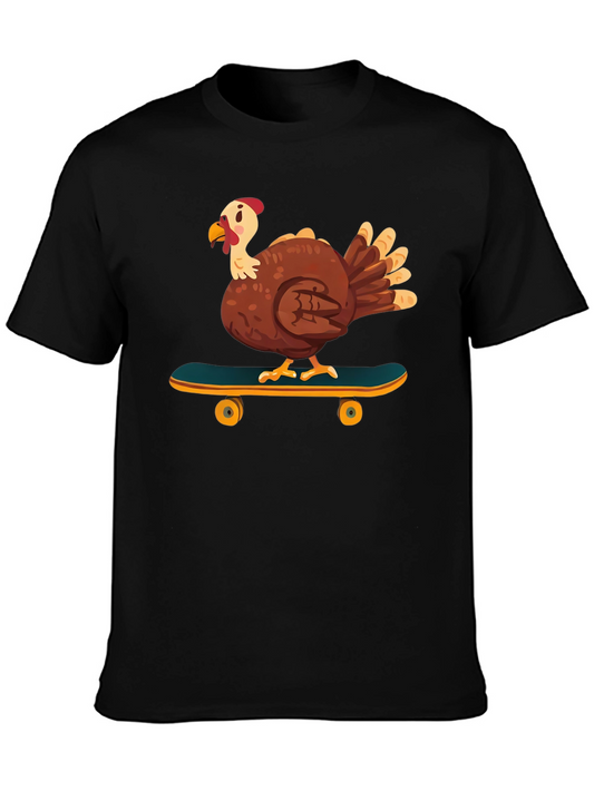 Skateboarding Turkey Graphic Tee - Cool Thanksgiving Shirt
