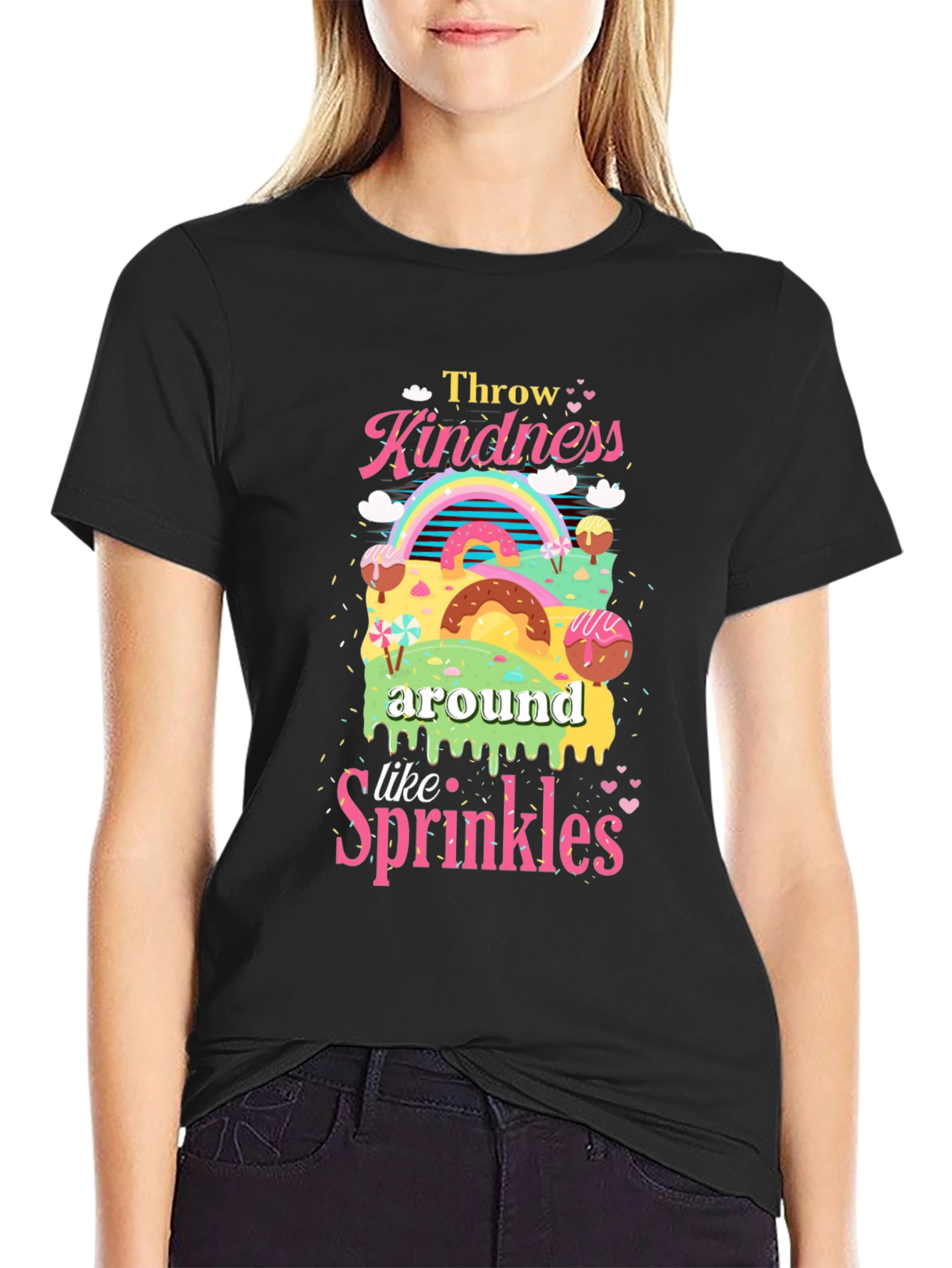 Kindness Sprinkles T-Shirt Black Crew Neck Tee