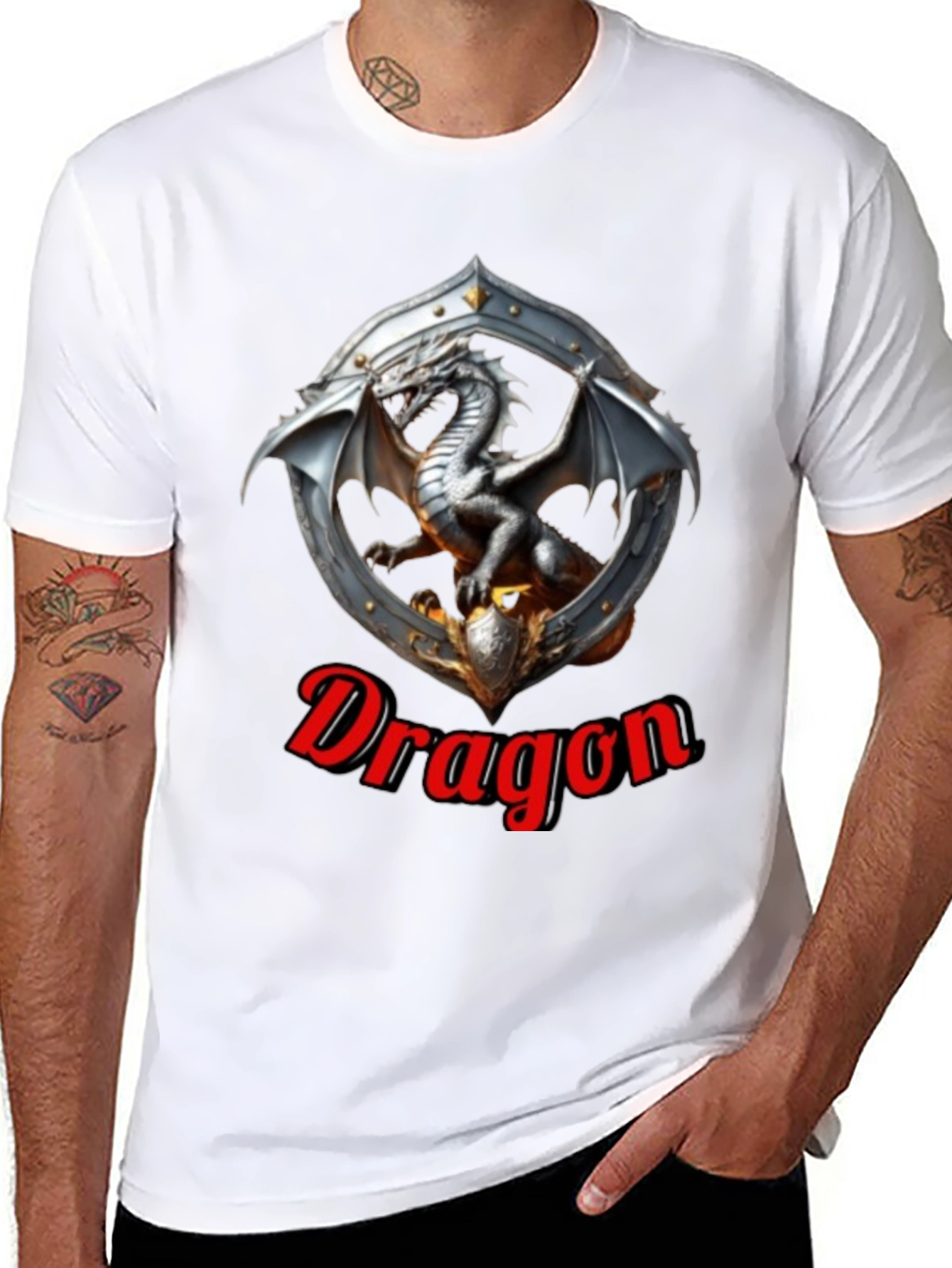 Dragon Shield Graphic Tee - Fantasy Style