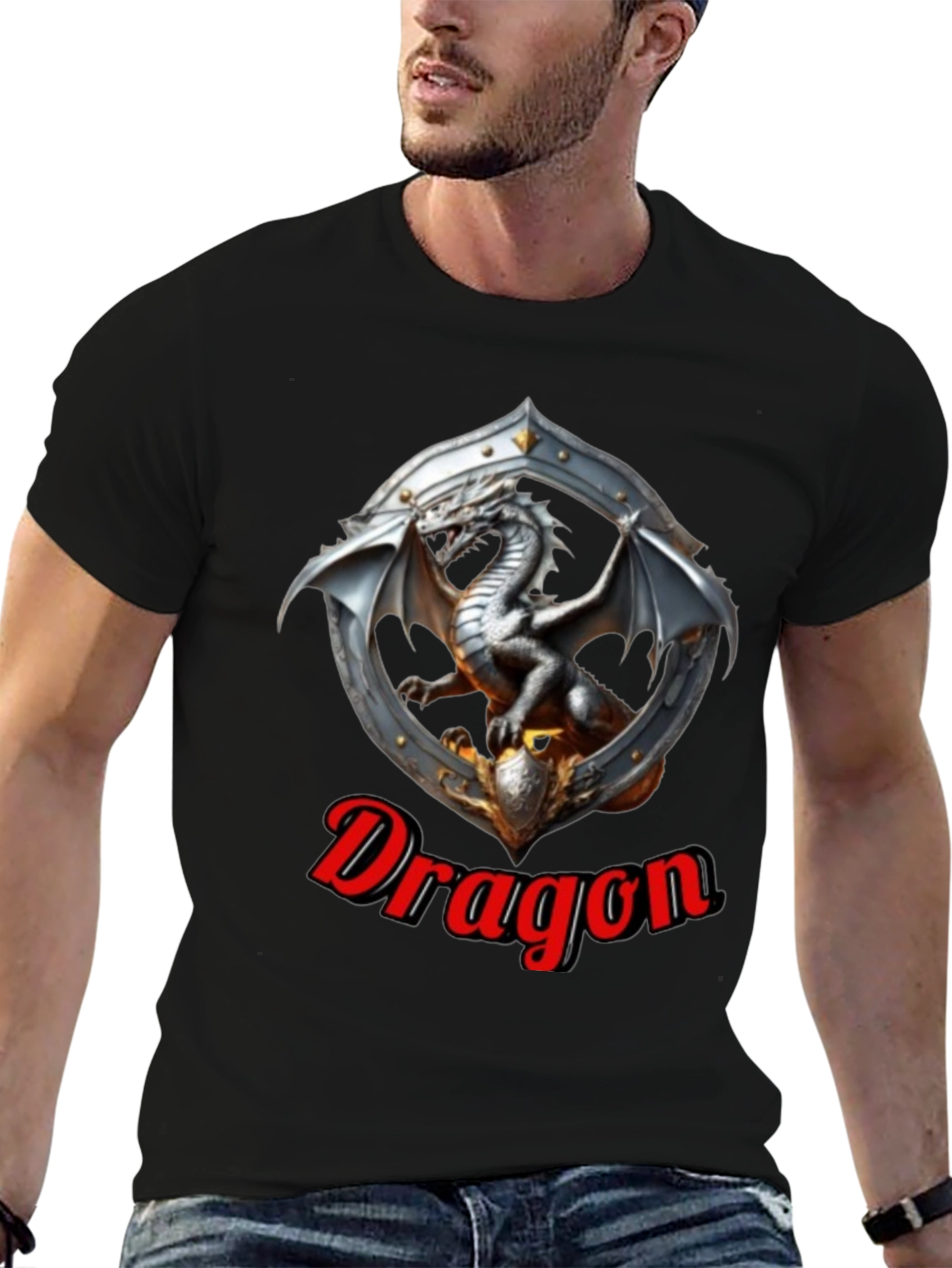 Dragon Shield Graphic Tee - Fantasy Style