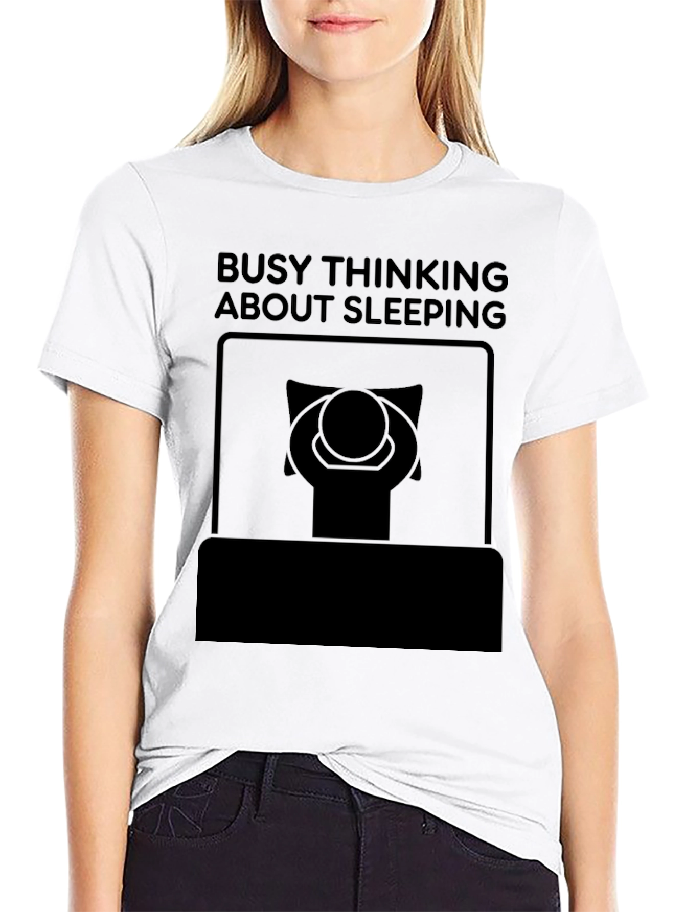 Busy Thinking About Sleeping Black Graphic Tee