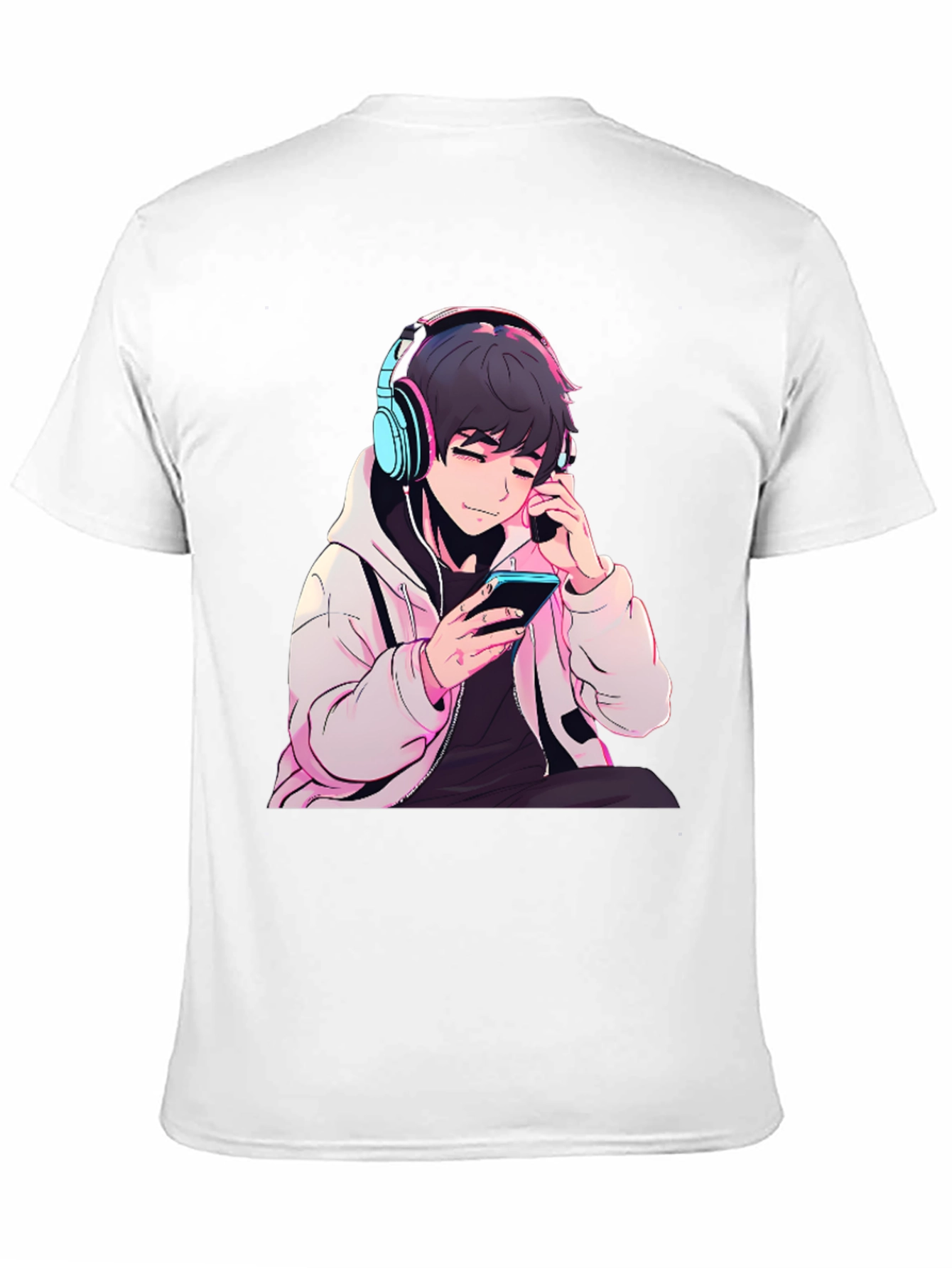 Anime Boy Headphones Graphic Tee - Cool Style