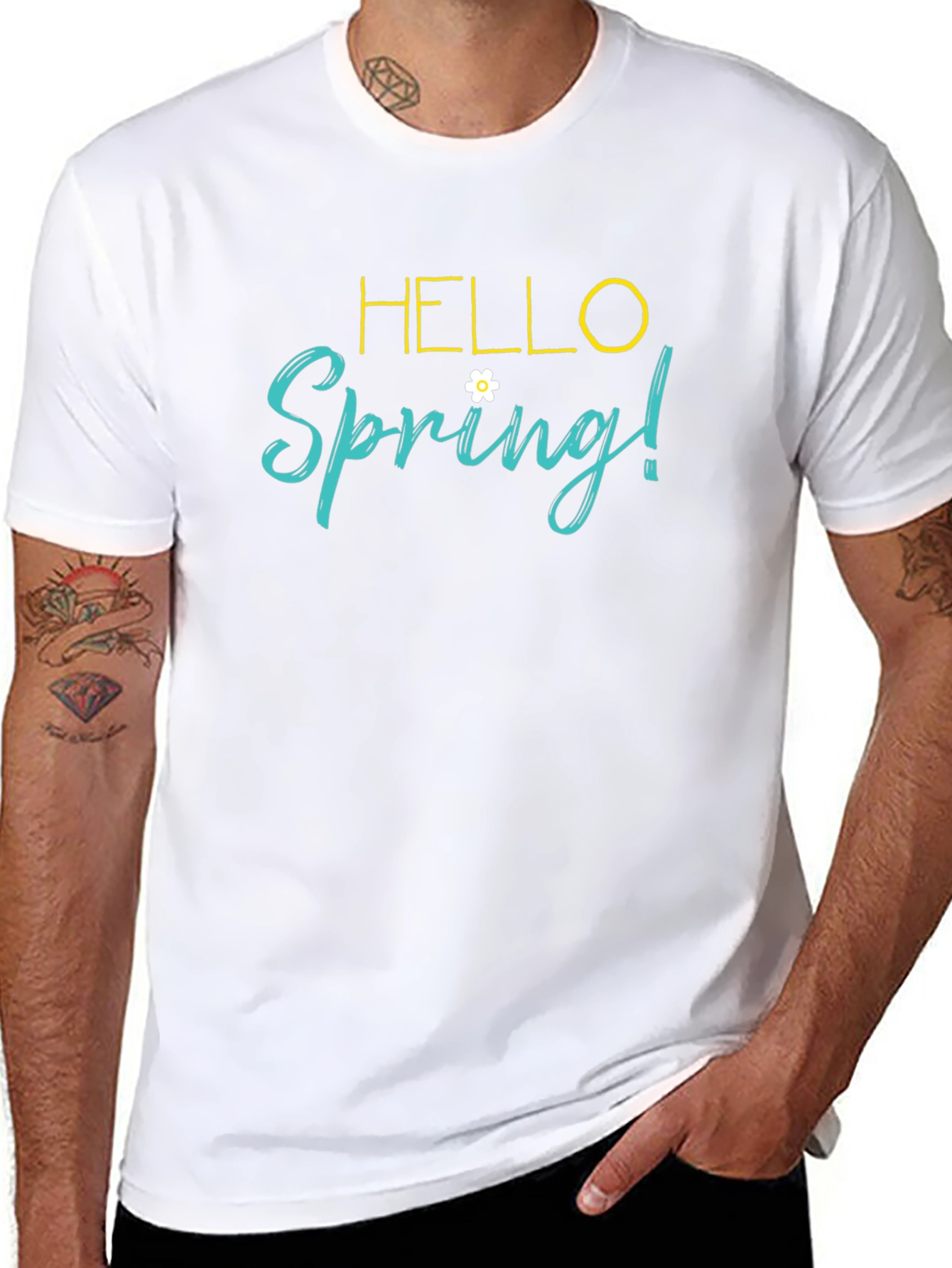 Hello Spring! Black Graphic T-Shirt