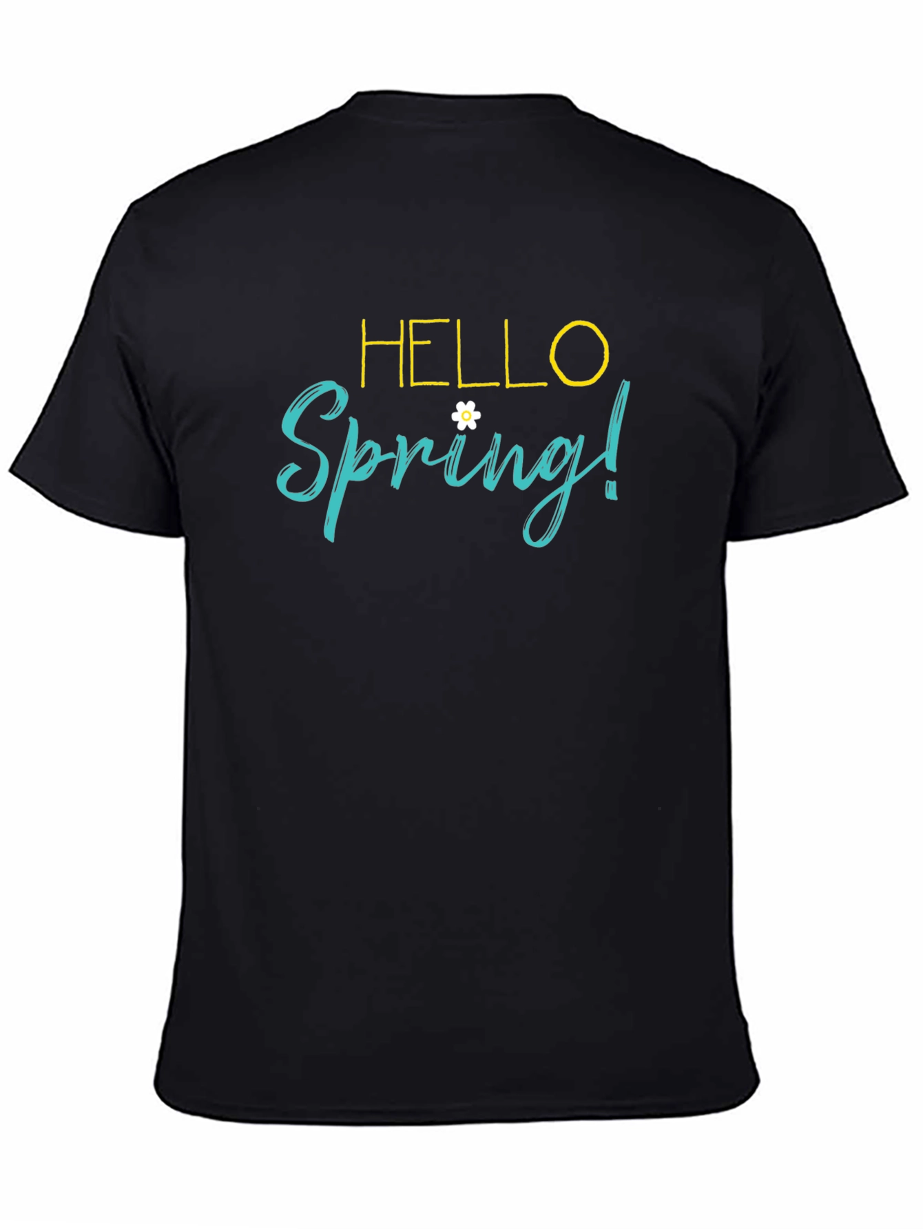 Hello Spring! Black Graphic T-Shirt