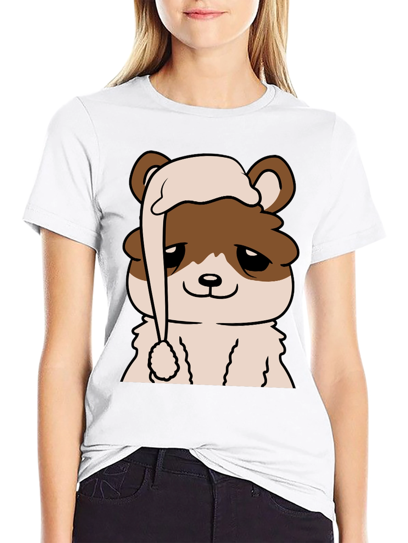 Cute Bear in Nightcap Graphic T-Shirt