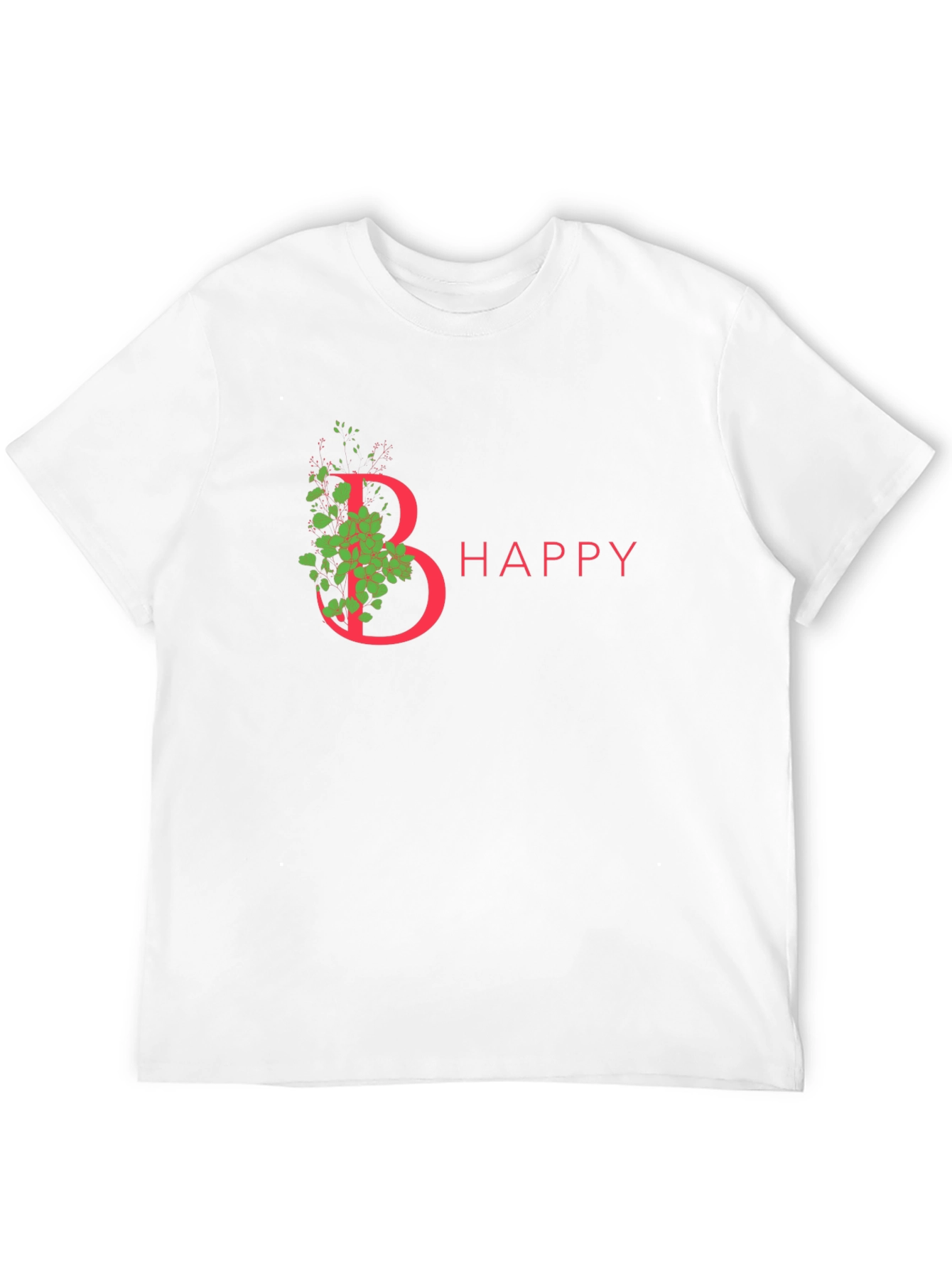 Be Happy T-Shirt - Floral Letter Graphic Tee