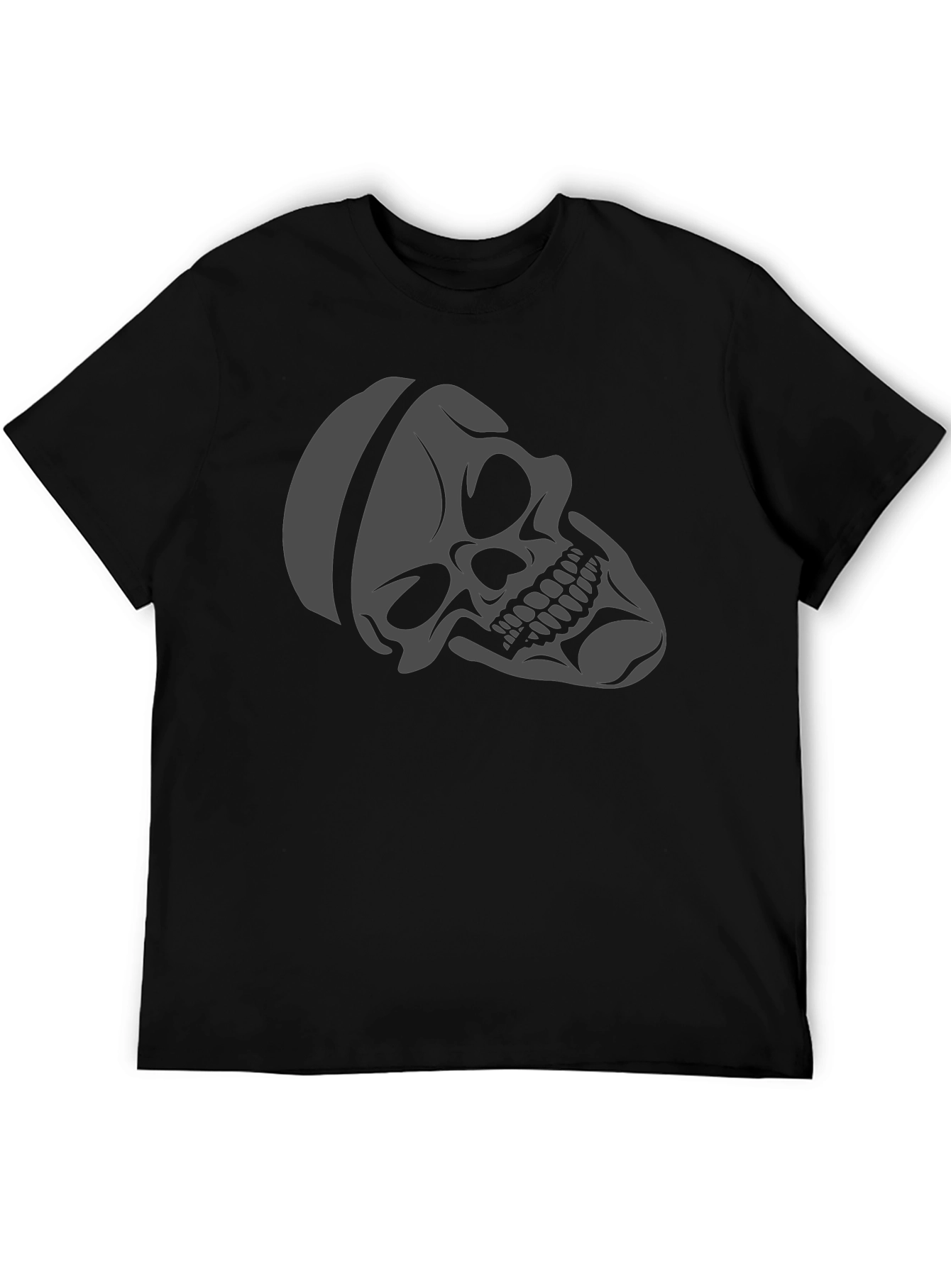 Skull Graphic Tee - Black Cotton Casual T-Shirt