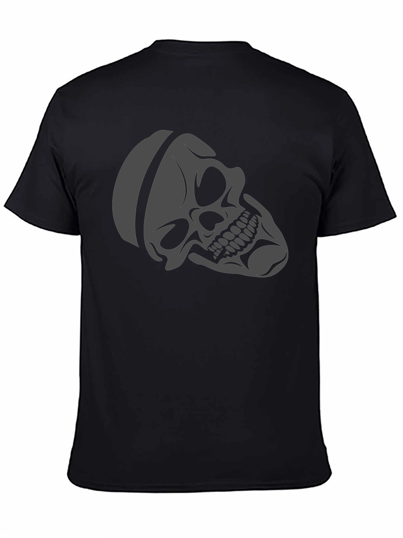 Skull Graphic Tee - Black Cotton Casual T-Shirt