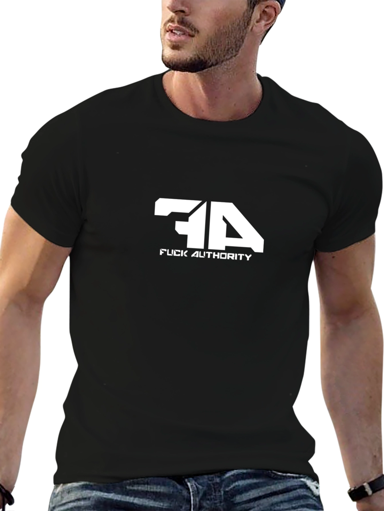 Rebellious Fuck Authority Graphic Tee - Black