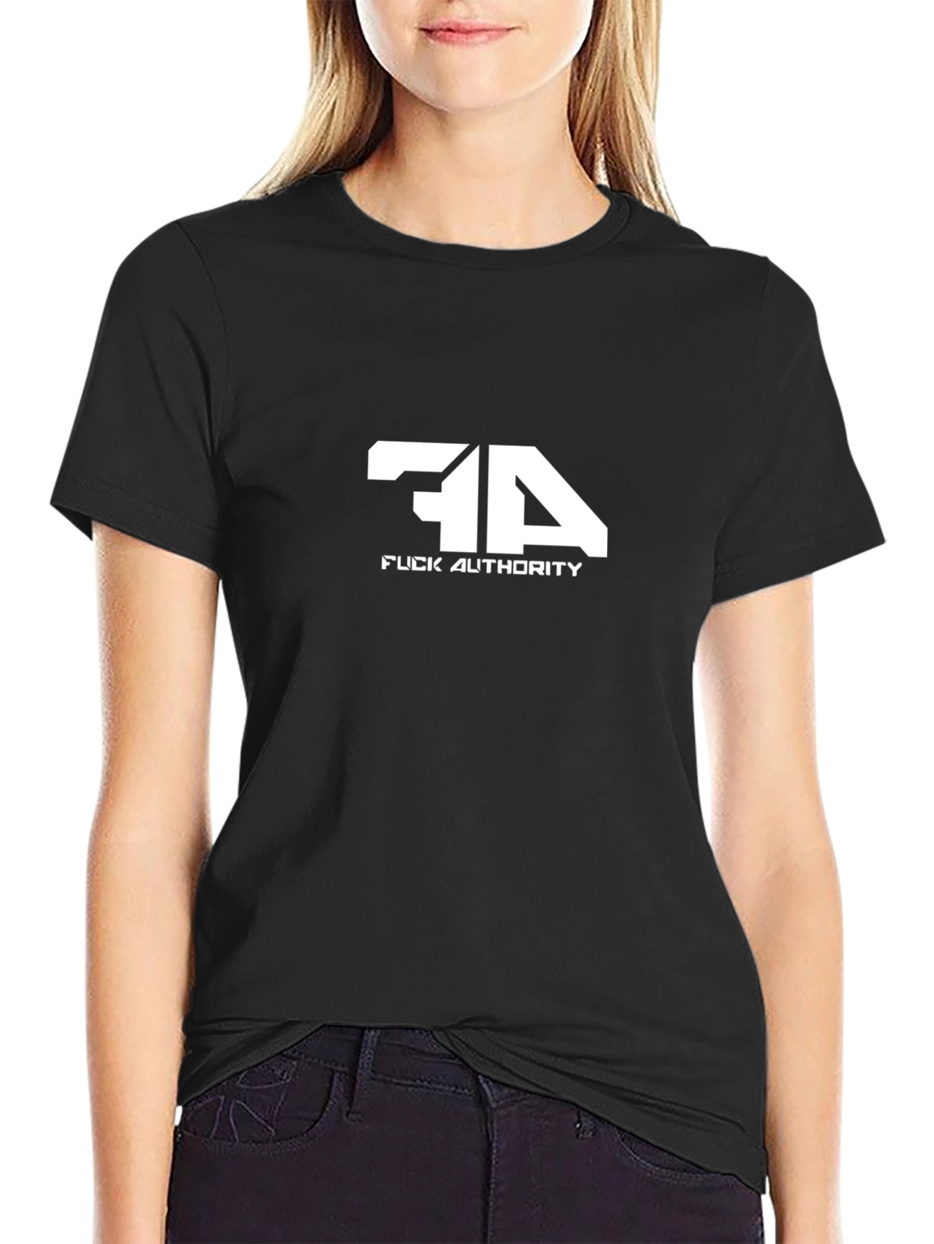 Rebellious Fuck Authority Graphic Tee - Black