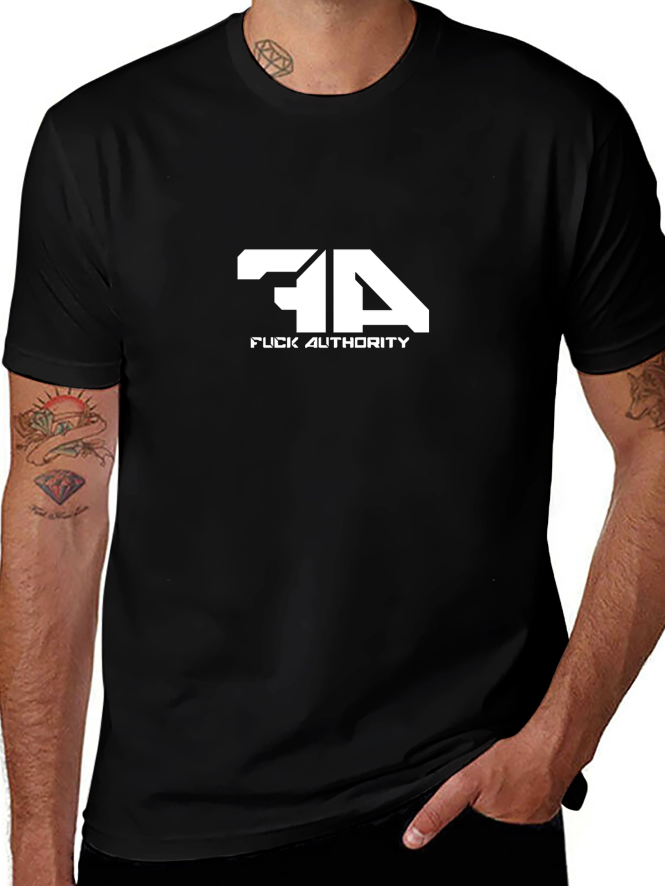 Rebellious Fuck Authority Graphic Tee - Black