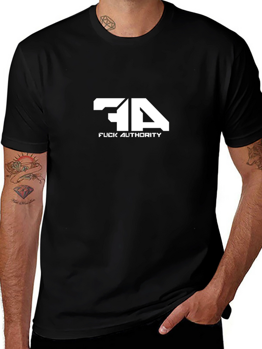Rebellious Fuck Authority Graphic Tee - Black