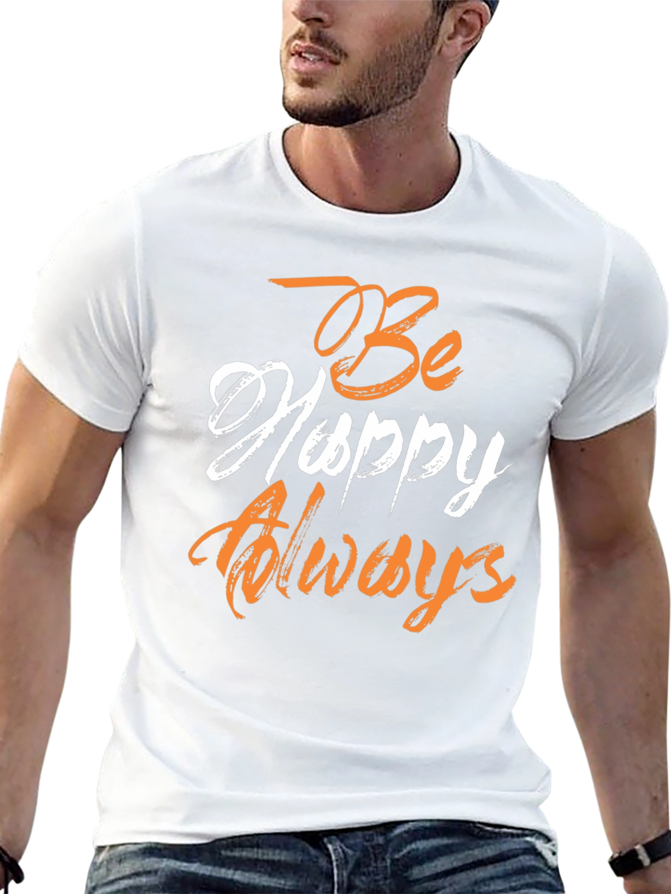 Be Happy Always Graphic Tee - Black Casual Shirt