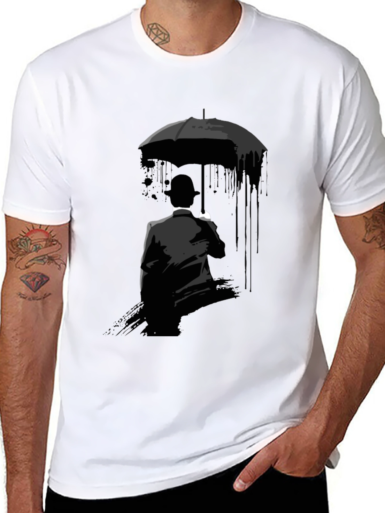 Umbrella Man Graphic Tee - Stylish Black T-Shirt