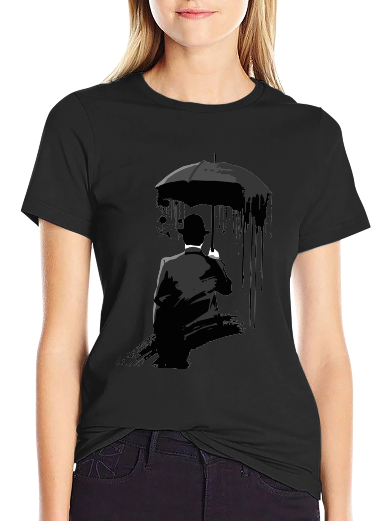Umbrella Man Graphic Tee - Stylish Black T-Shirt
