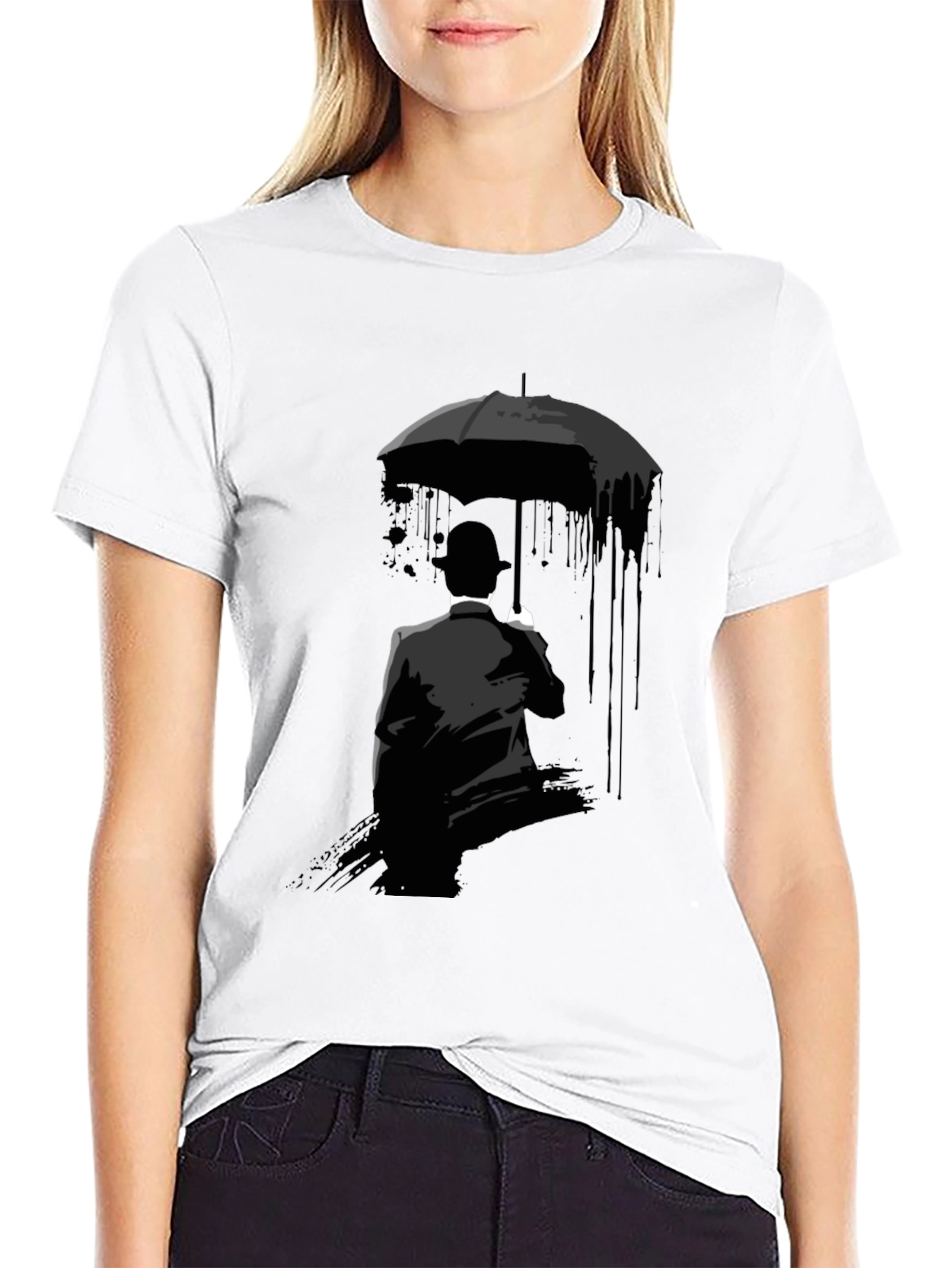 Umbrella Man Graphic Tee - Stylish Black T-Shirt