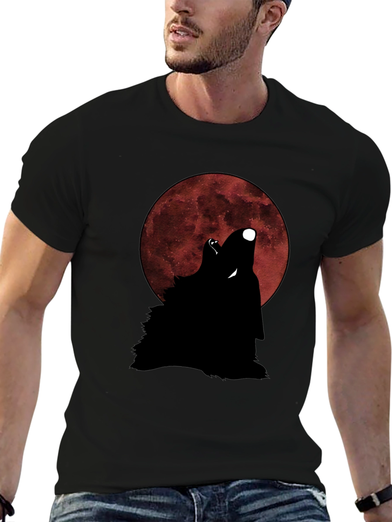 Wolf Howling at Moon Graphic T-Shirt