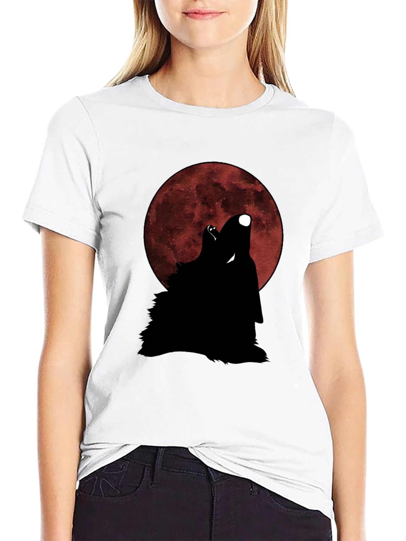 Wolf Howling at Moon Graphic T-Shirt